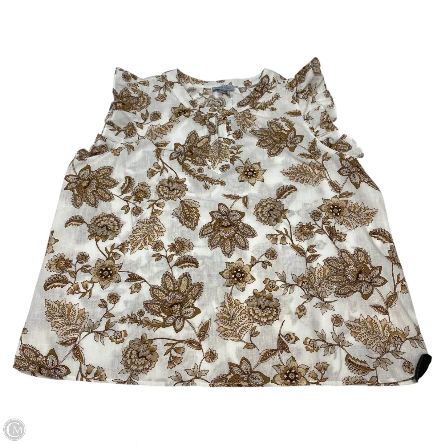 Top Sleeveless By Floral & Ivy In Cream & Tan, Size: Xl