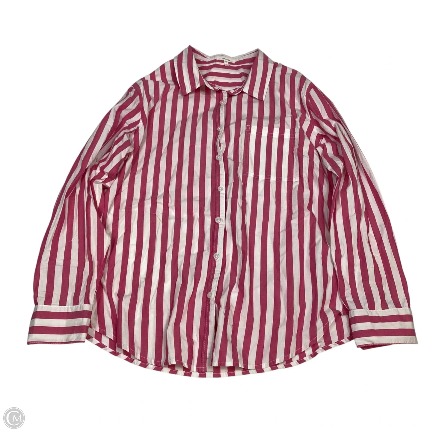 Top Long Sleeve By Maurices In Pink & White, Size: Xl