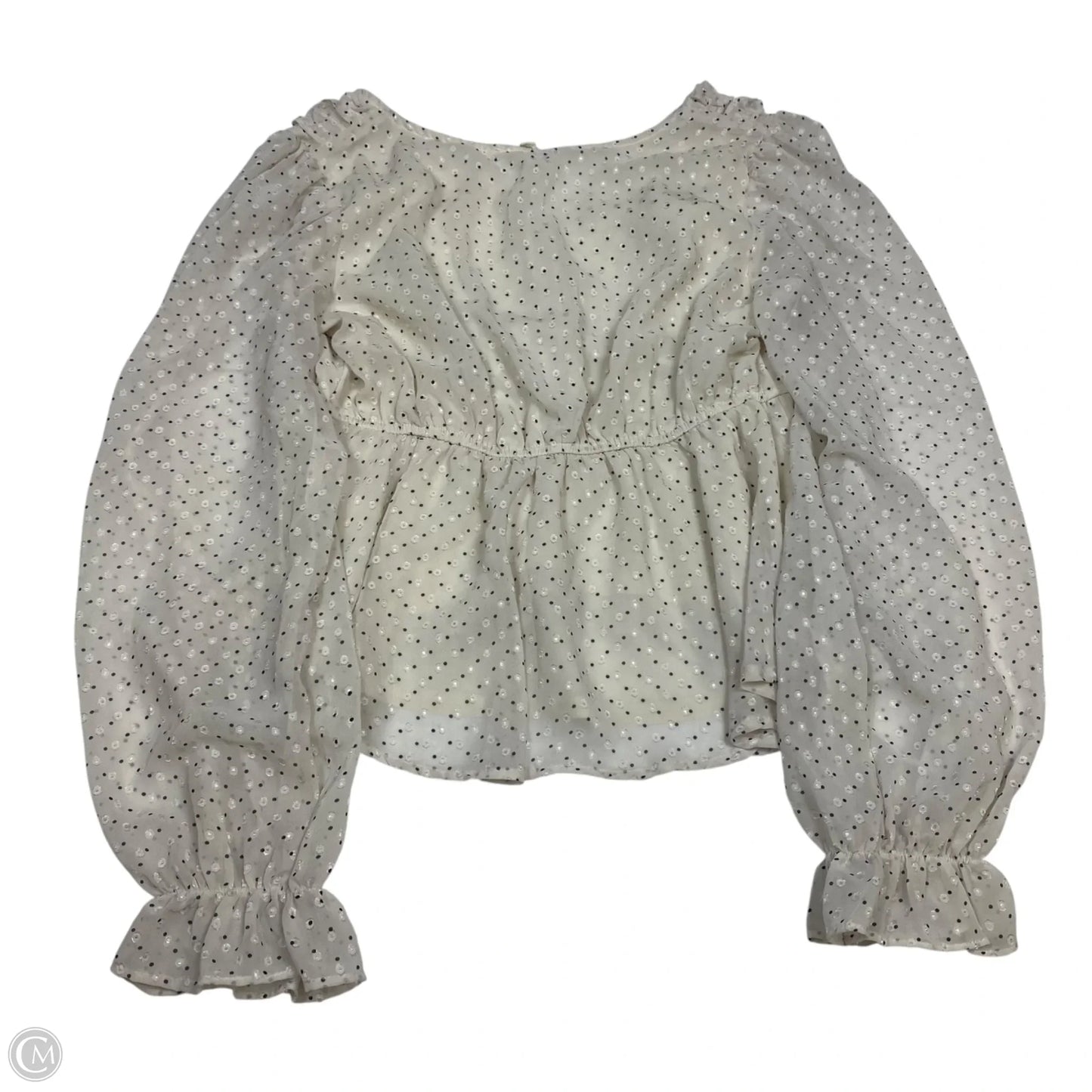 Top Long Sleeve By Mine In Black & Cream, Size: L