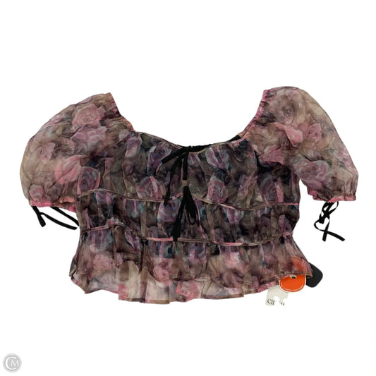 Top Short Sleeve By Cider In Pink & Tan, Size: 1x