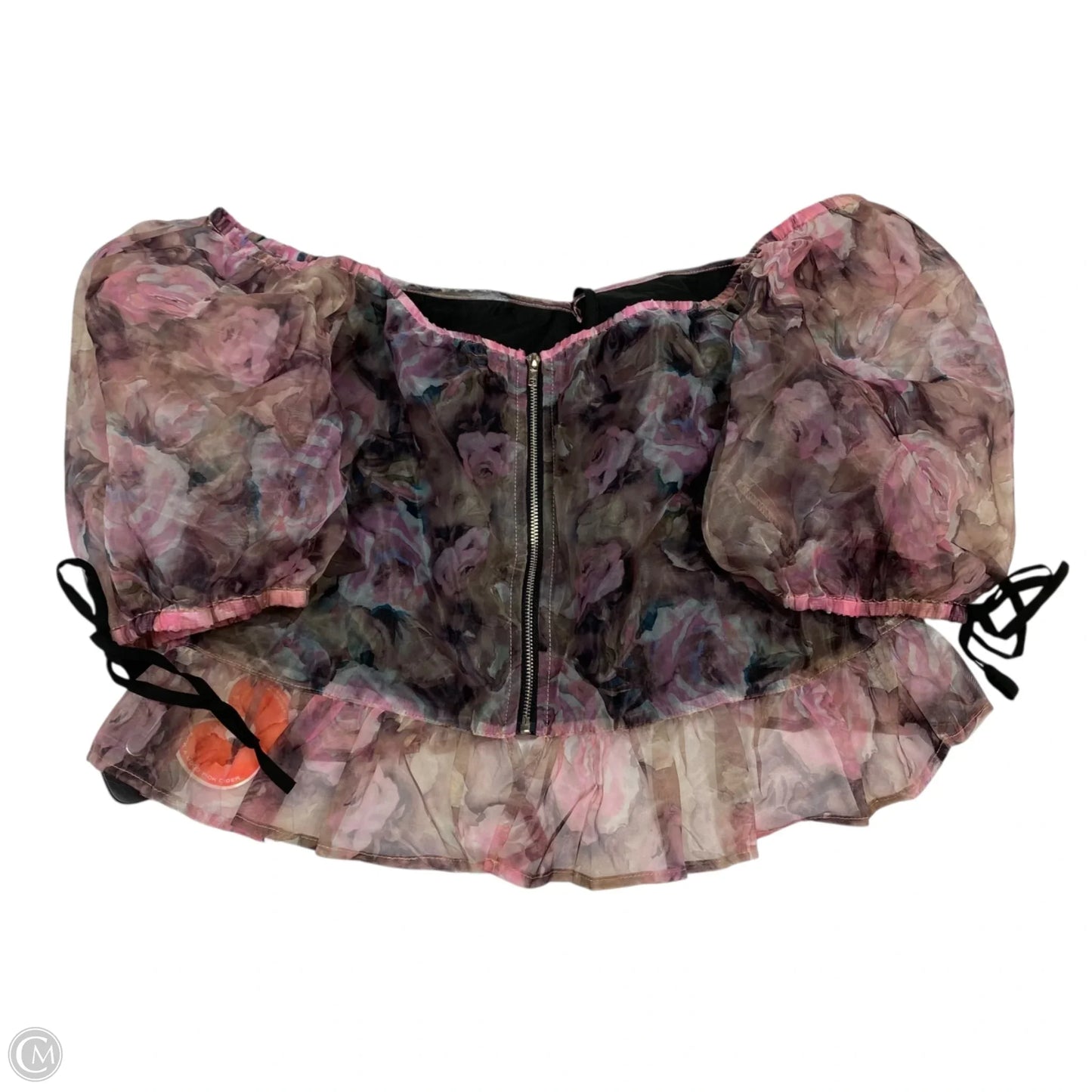 Top Short Sleeve By Cider In Pink & Tan, Size: 1x