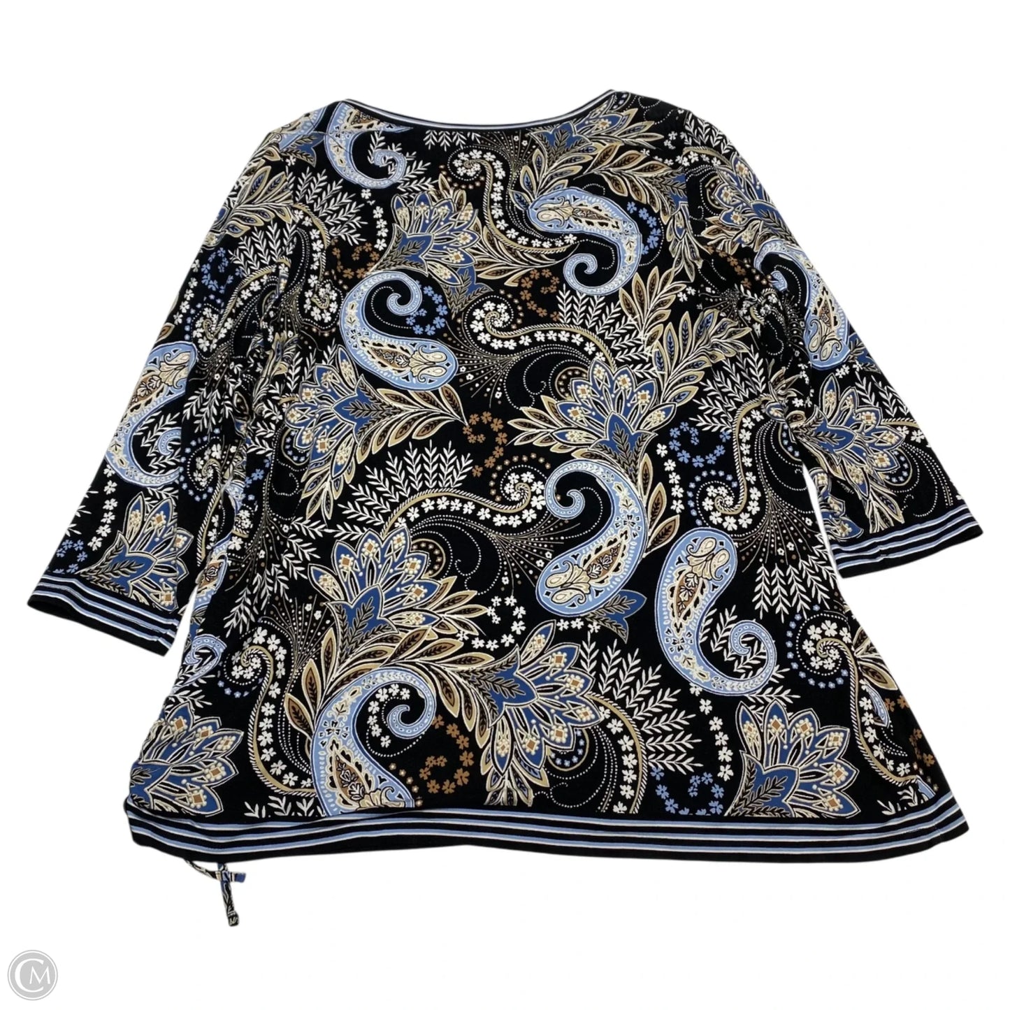 Top 3/4 Sleeve By Ruby Rd In Black & Blue, Size: 1x