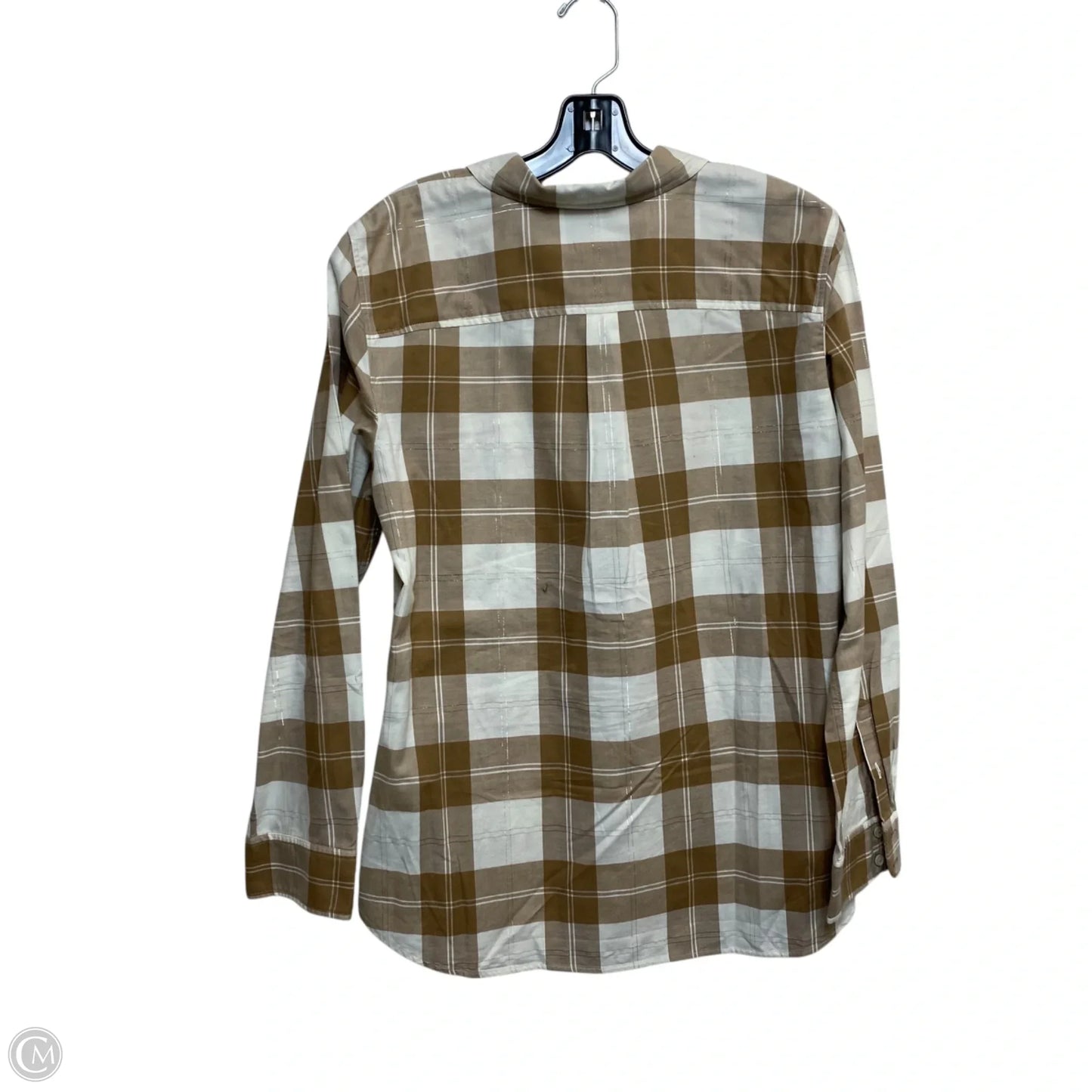 Top Long Sleeve By Talbots In Brown & Cream, Size: L