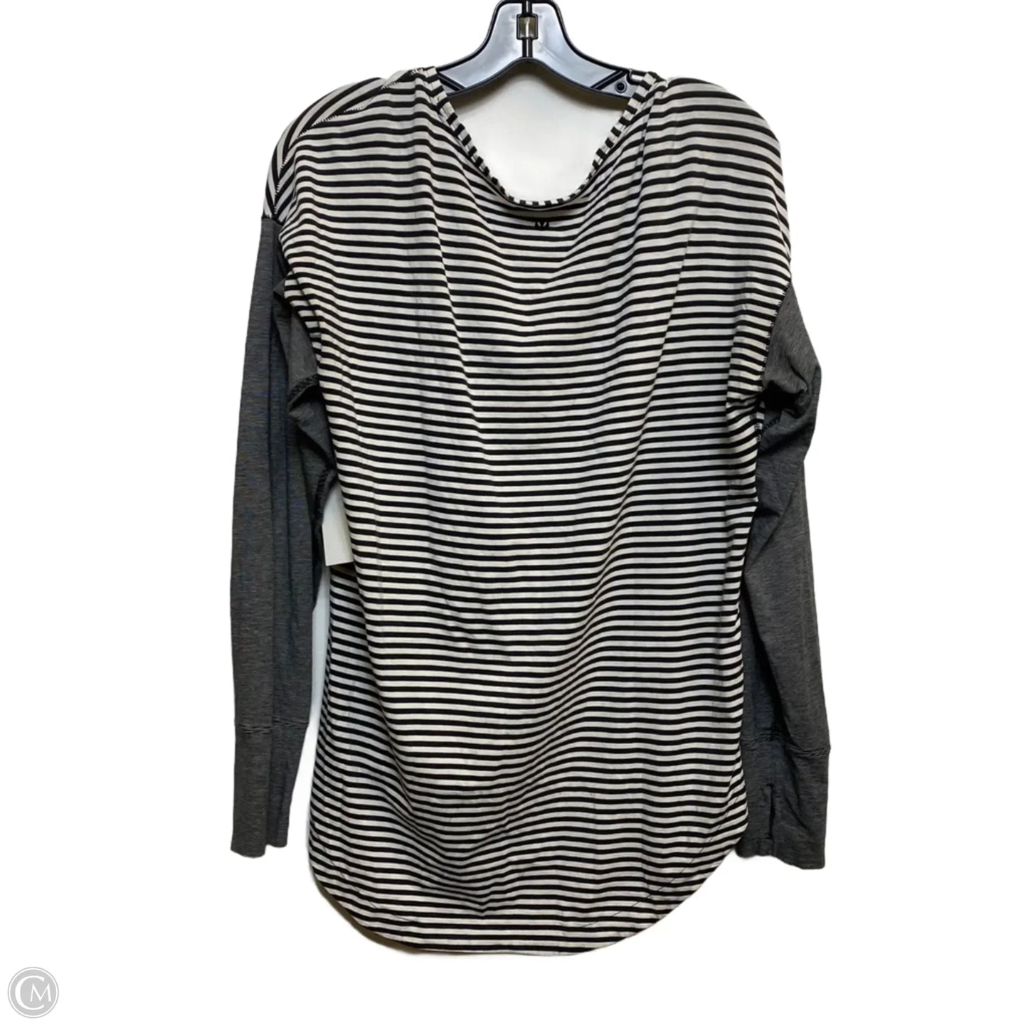 Athletic Top Long Sleeve Crewneck By Lululemon In Black & White, Size: L