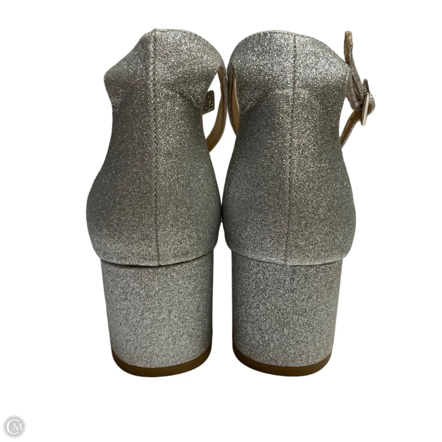 Sandals Designer By Badgley Mischka In Silver, Size: 9.5