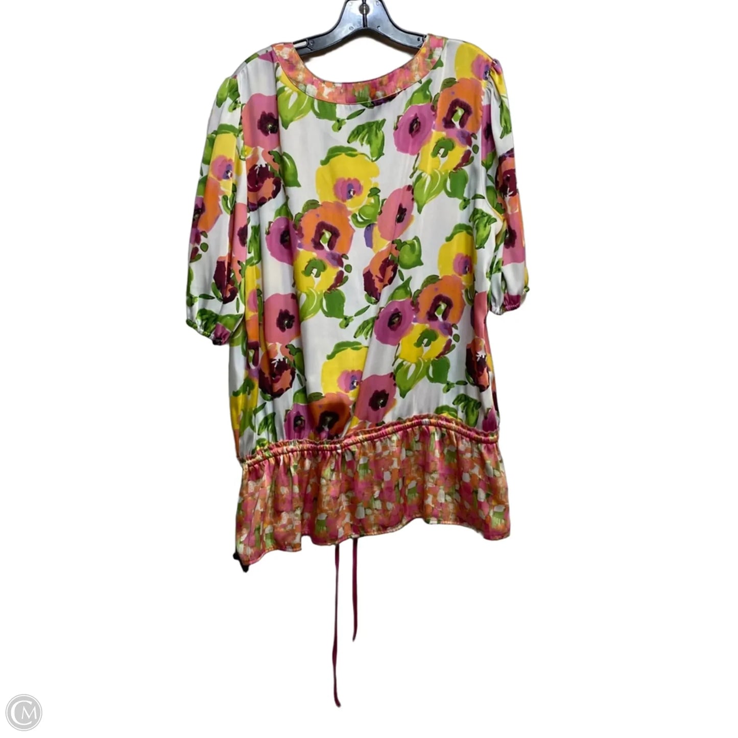 Top Short Sleeve By Apostrophe In Floral Print, Size: Xl