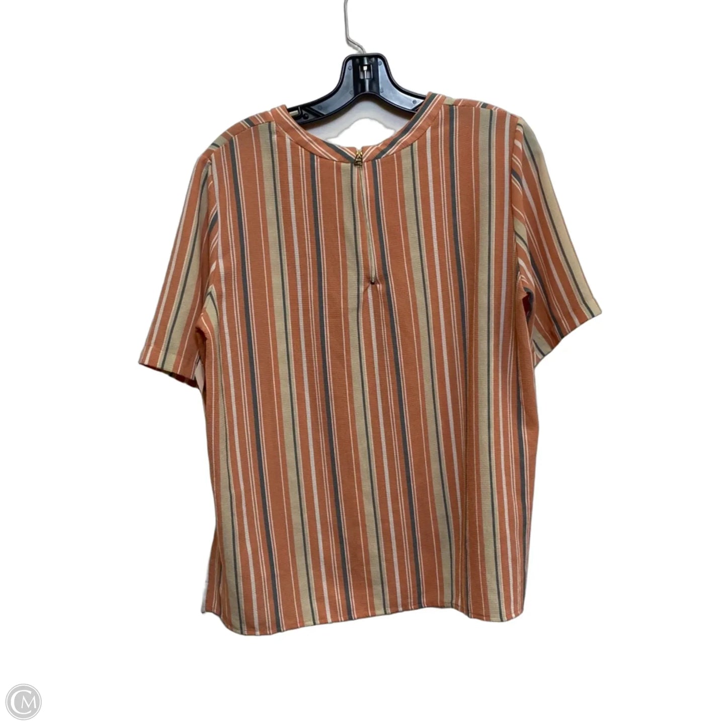 Top Short Sleeve By Potters Pot In Orange & Tan, Size: L