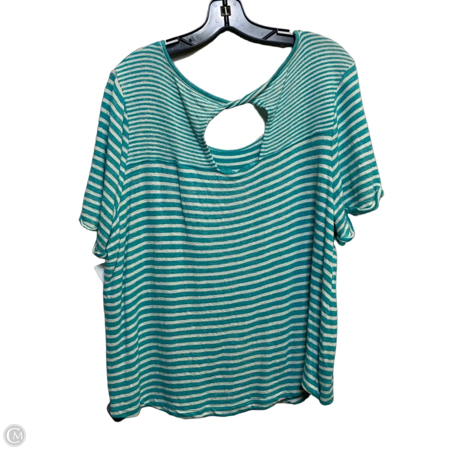 Top Short Sleeve By Cato In Cream & Green, Size: Xl