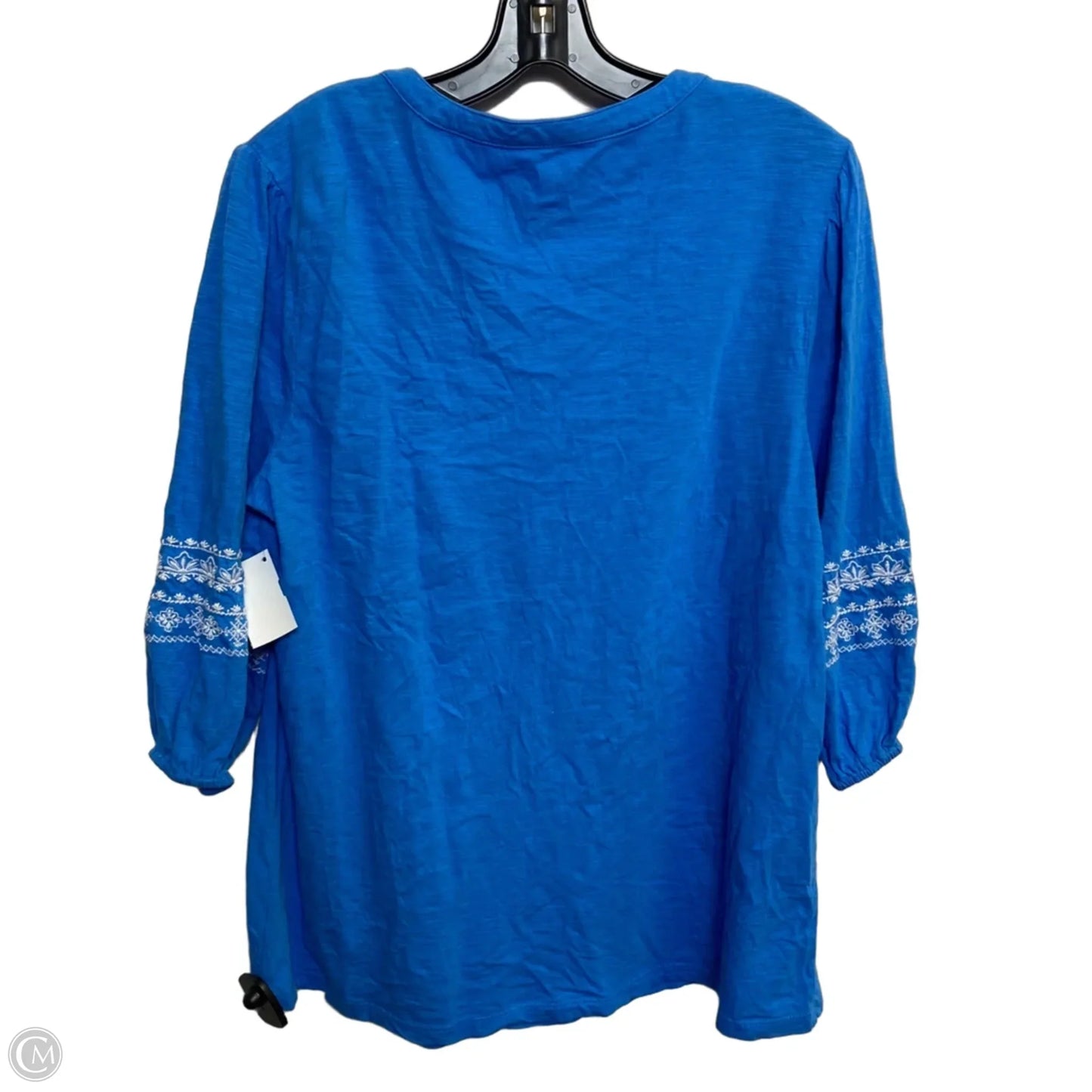 Top Short Sleeve By Croft And Barrow In Blue & White, Size: M