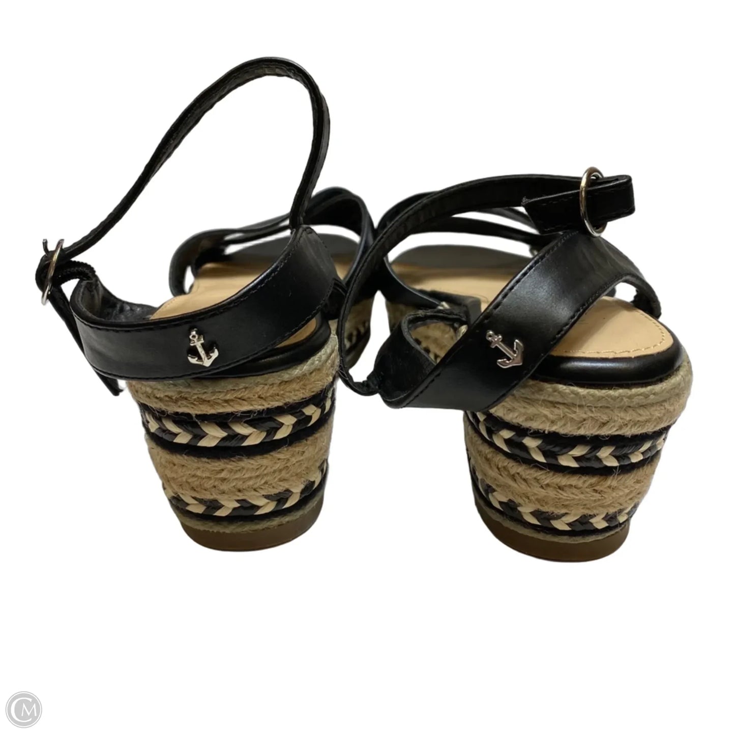 Sandals Heels Wedge By Nautica In Black & Tan, Size: 8.5