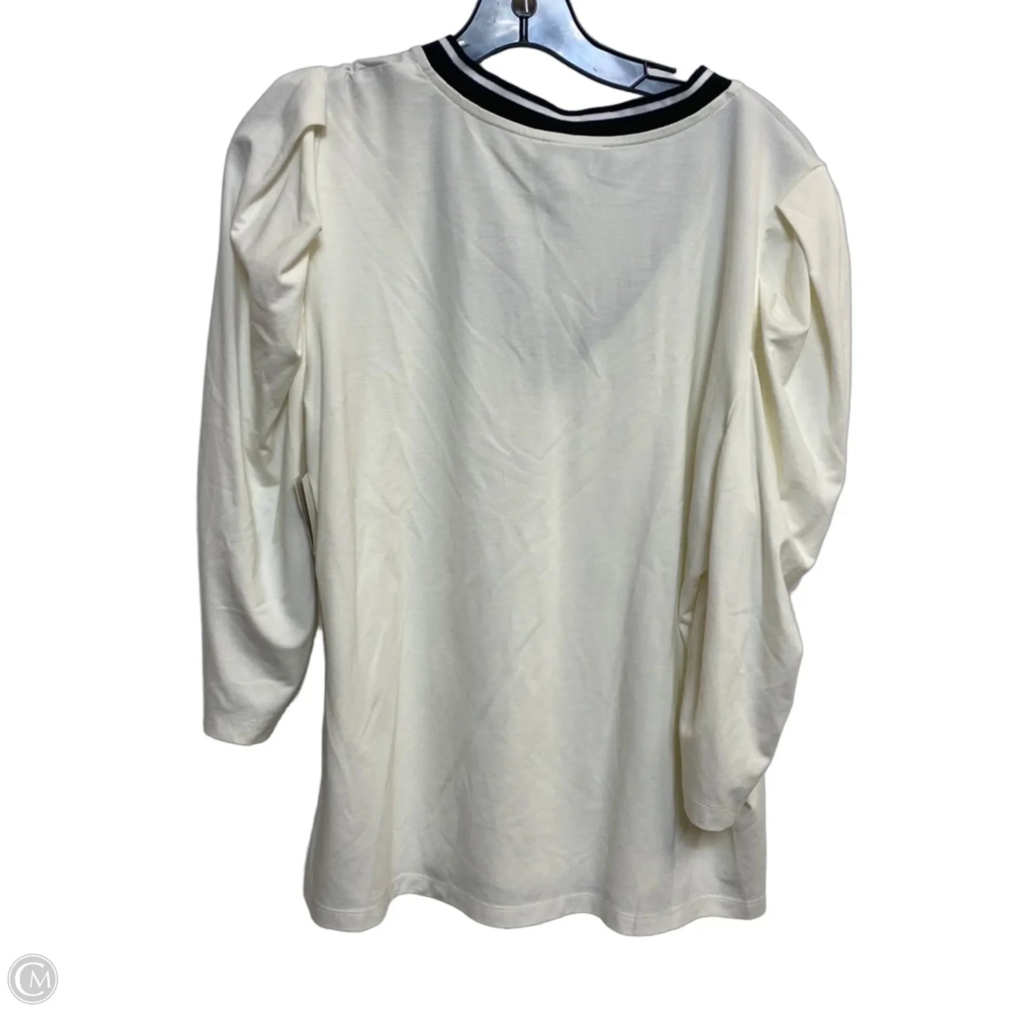 Top 3/4 Sleeve Designer By Karl Lagerfeld In Cream, Size: L