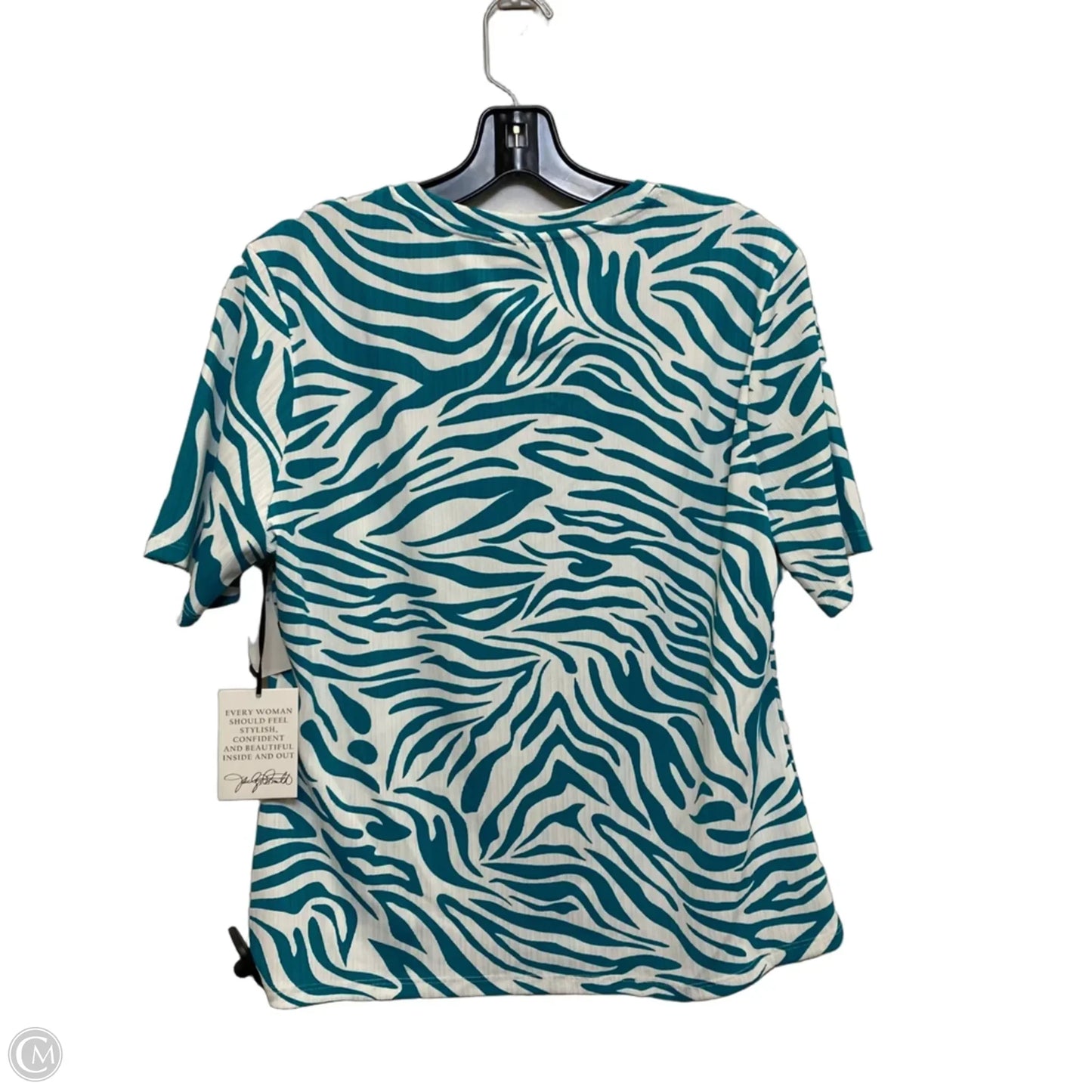 Top Short Sleeve By Jaclyn Smith In Cream & Green, Size: M