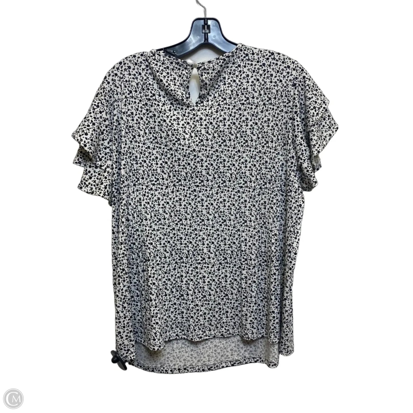 Top Short Sleeve By Adrianna Papell In Black & White, Size: L