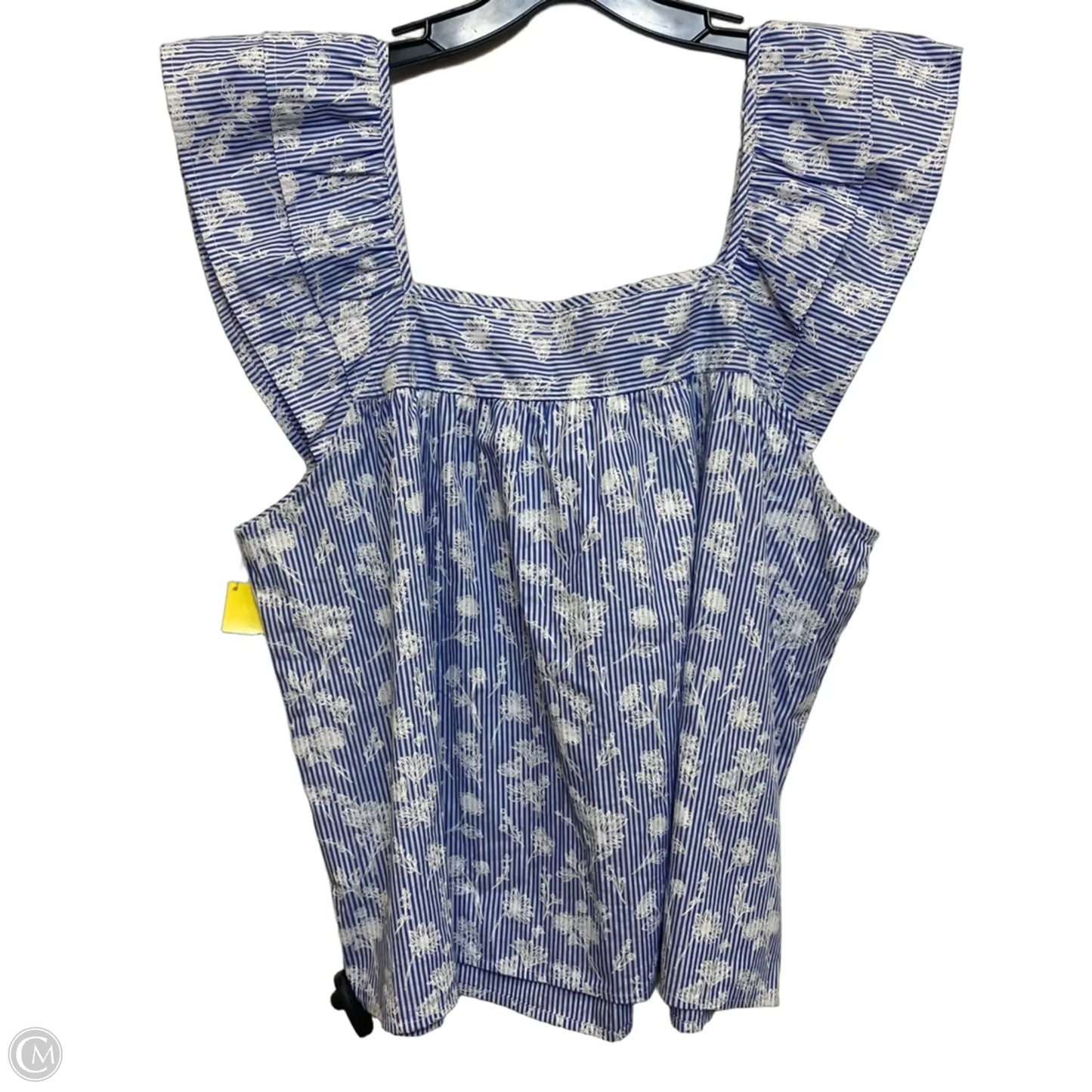 Top Sleeveless By Liverpool In Blue & White, Size: Xl