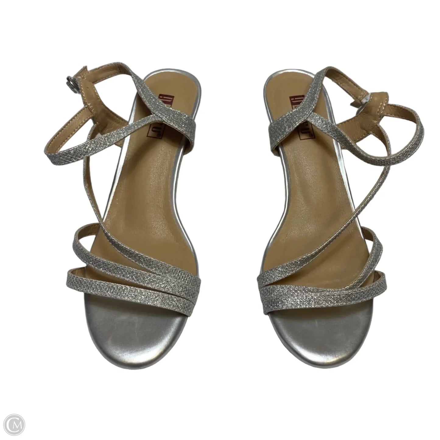Sandals Heels Kitten By Didifu In Silver, Size: 7