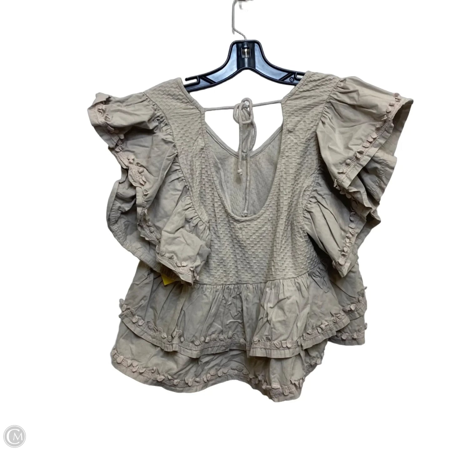 Top Short Sleeve By Anthropologie In Tan, Size: S