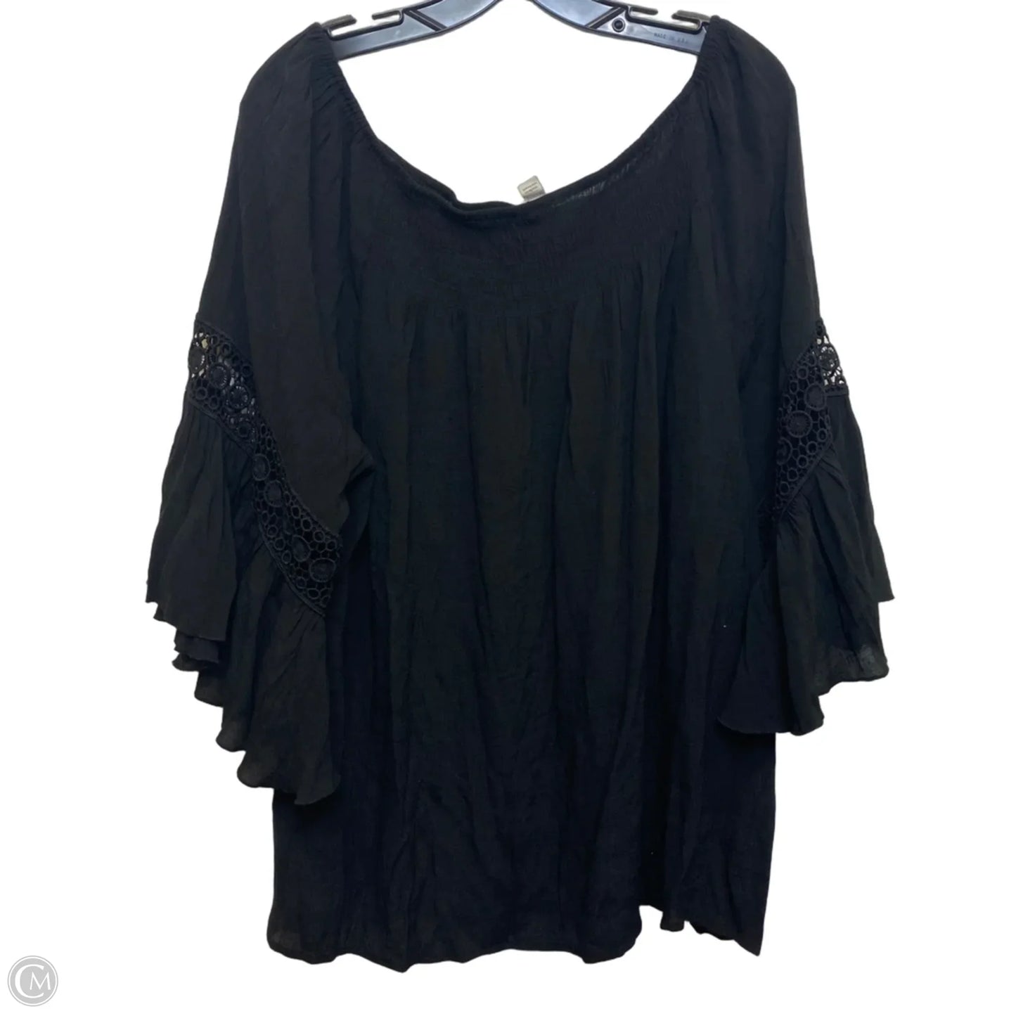 Top 3/4 Sleeve By Cato In Black, Size: 4x