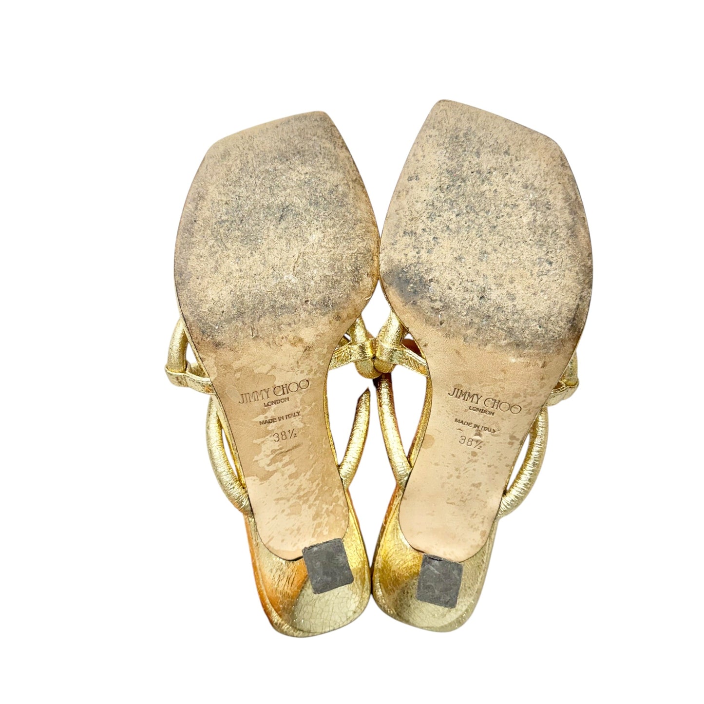 Sandals Luxury Designer By Jimmy Choo In Gold, Size: 8