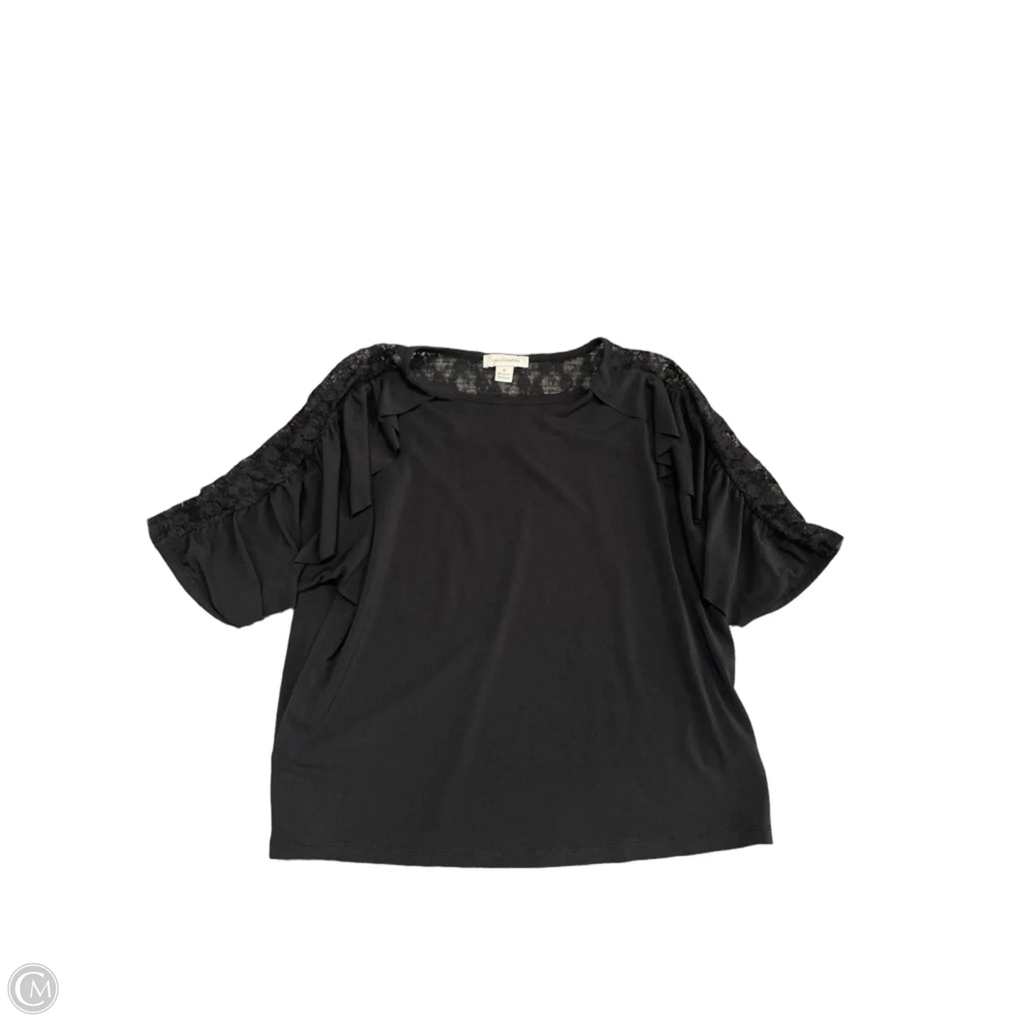 Top Short Sleeve By Calligraphie In Black, Size: M
