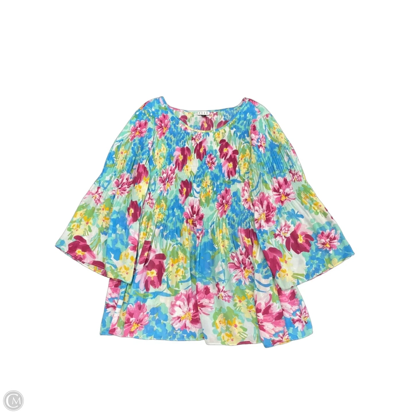 Top 3/4 Sleeve By Elle In Floral Print, Size: 2x