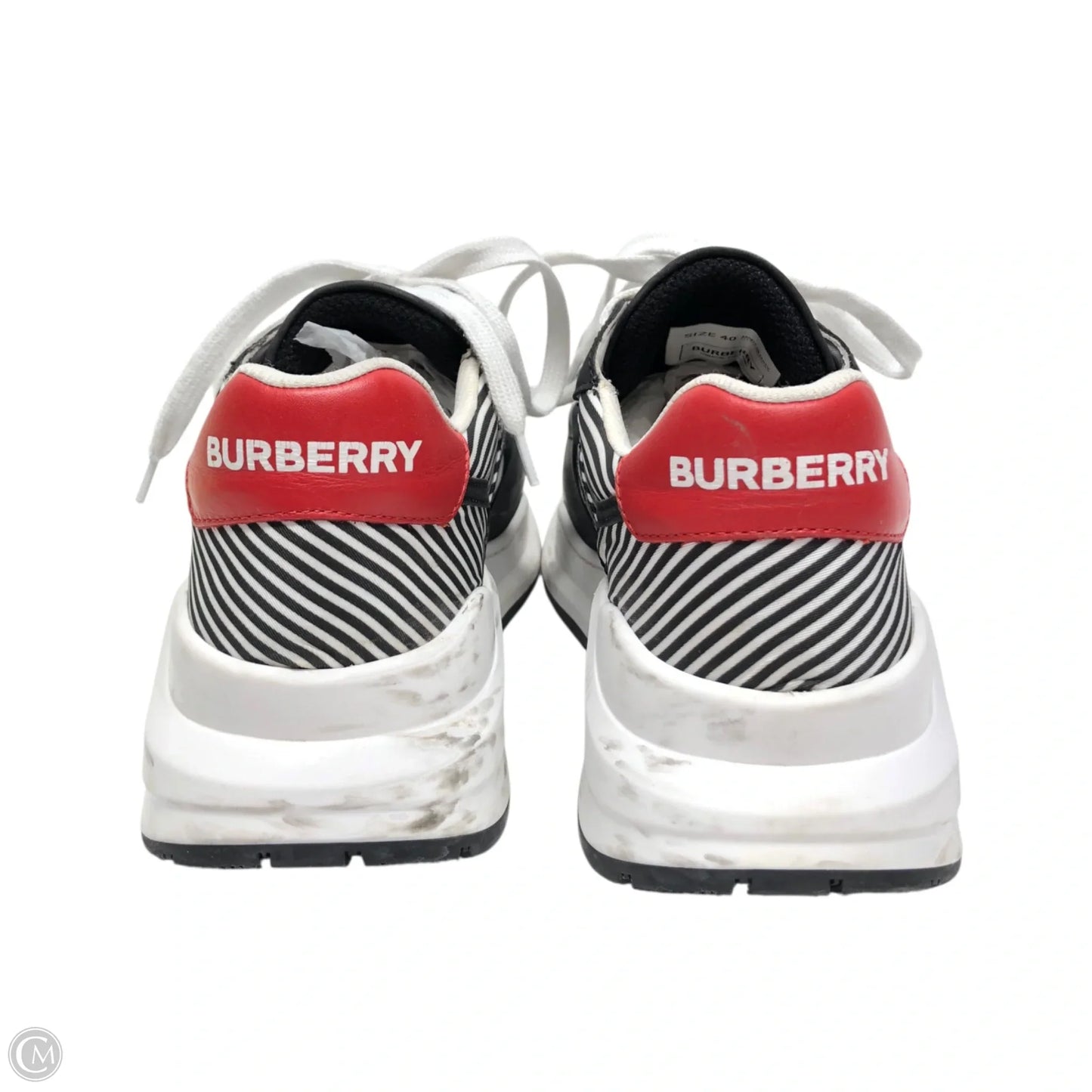 Shoes Luxury Designer By Burberry In Black & White, Size: 9.5