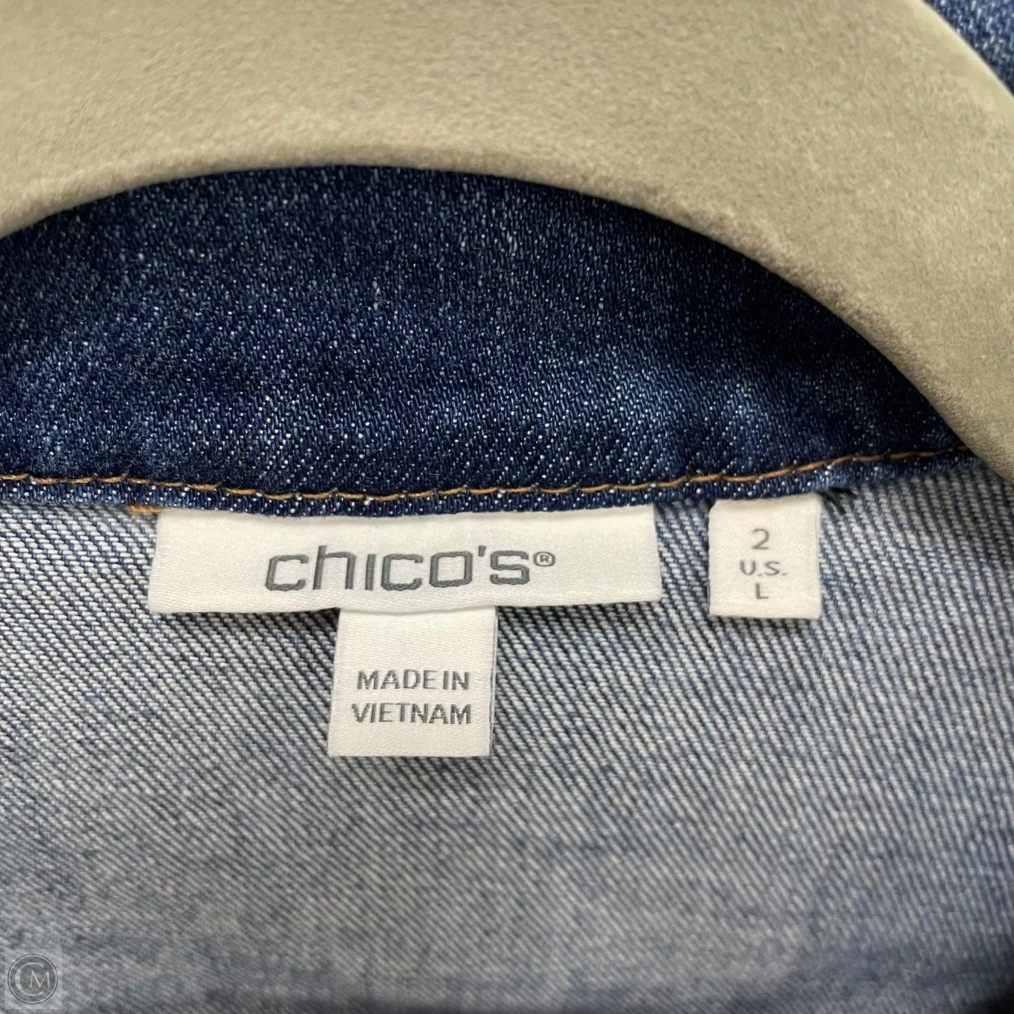 Jacket Denim By Chicos In Blue Denim, Size: L