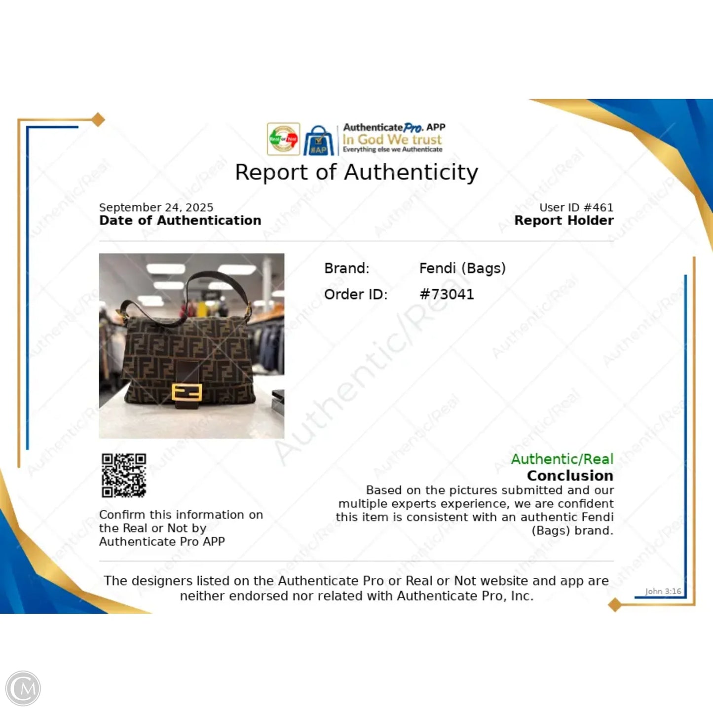 Handbag Luxury Designer By Fendi, Size: Medium