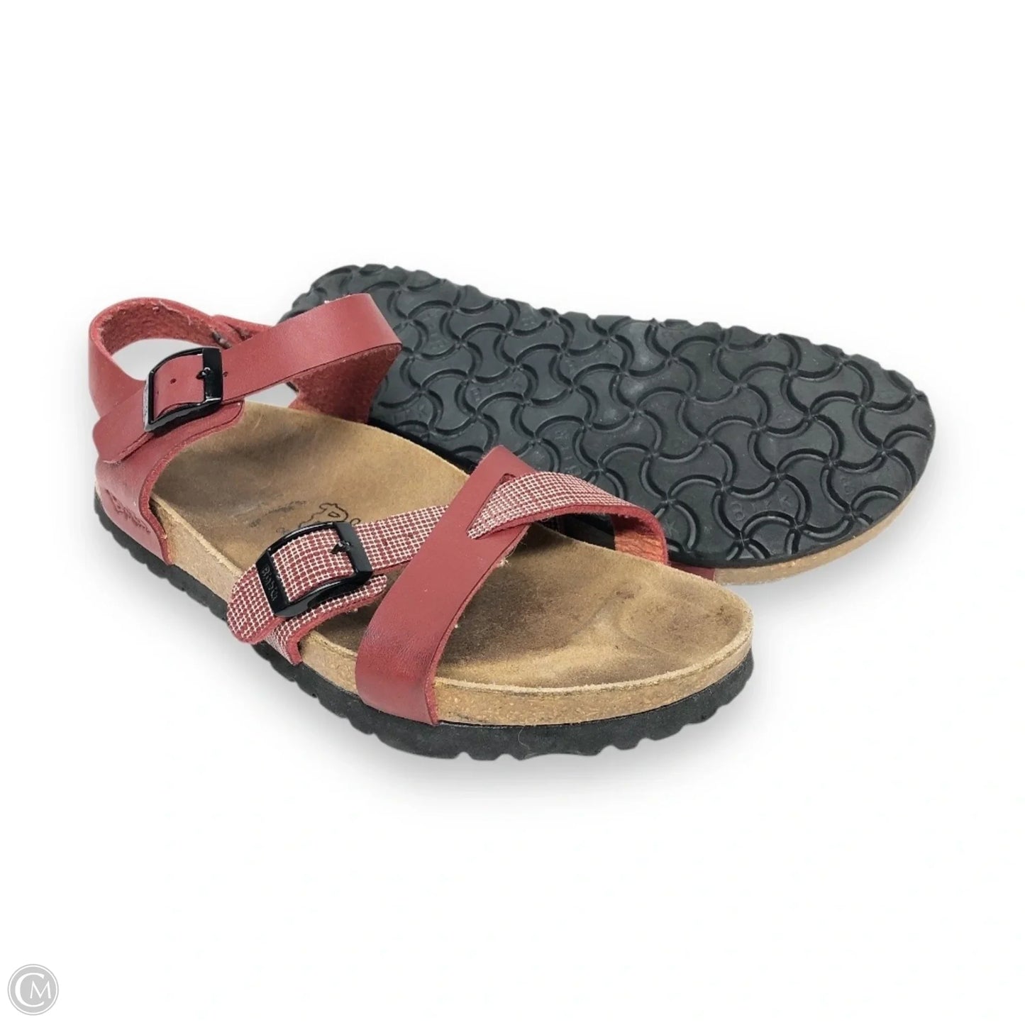 Sandals Flats By Birkenstock In Maroon, Size: 7