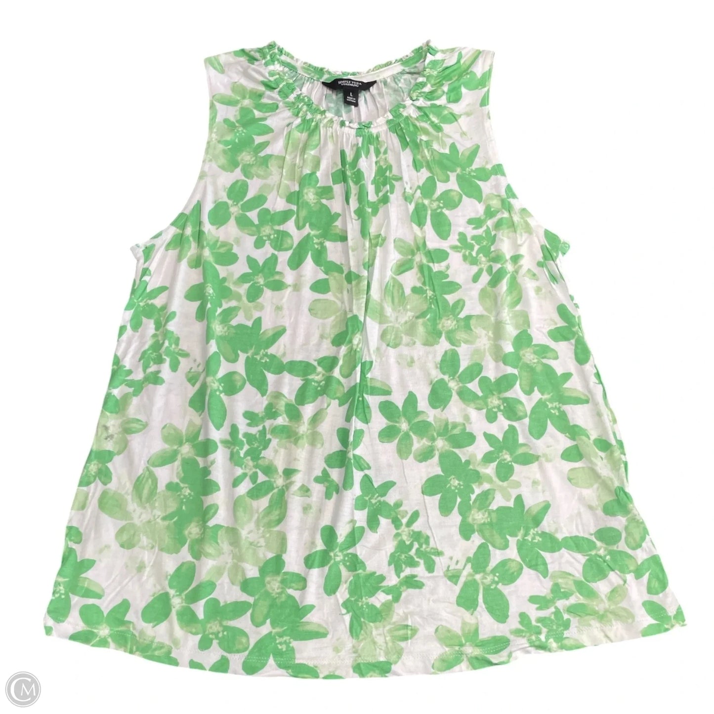 Top Sleeveless By Simply Vera In Green, Size: L