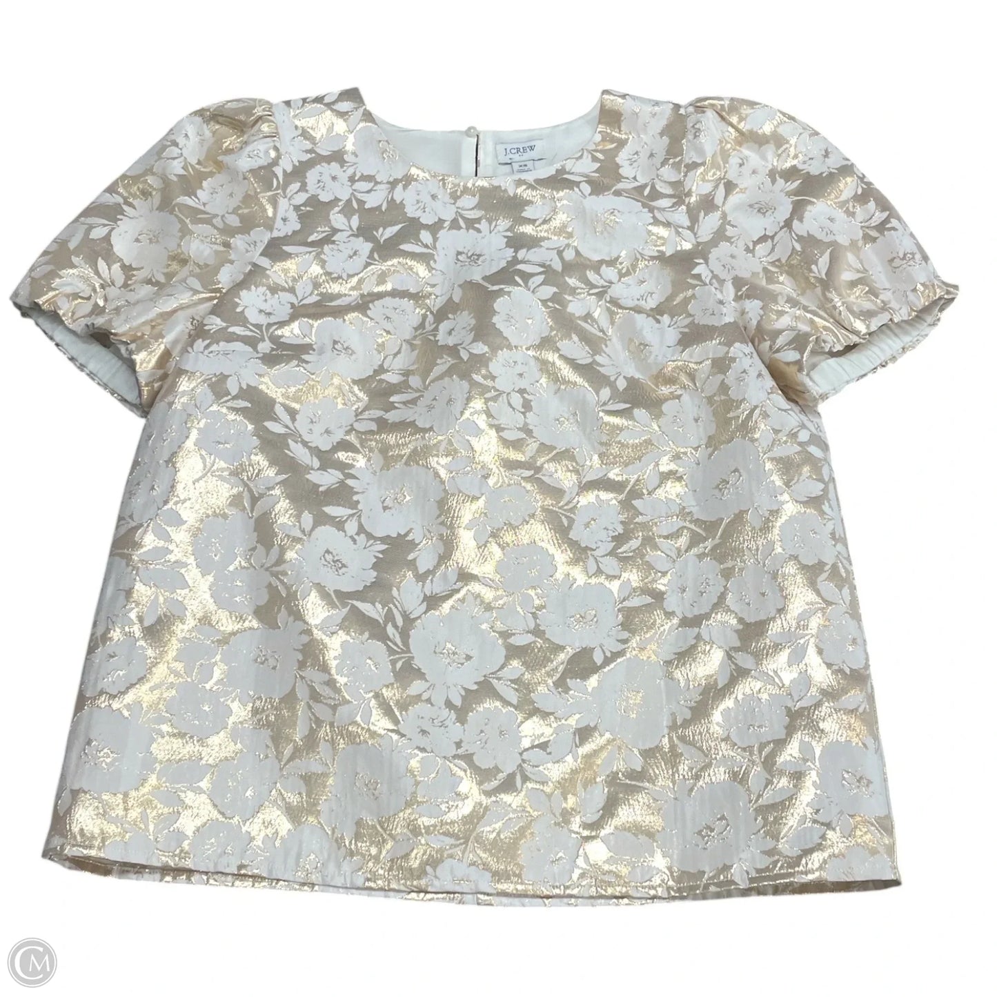 Blouse Short Sleeve By J. Crew In Gold & White, Size: Xs