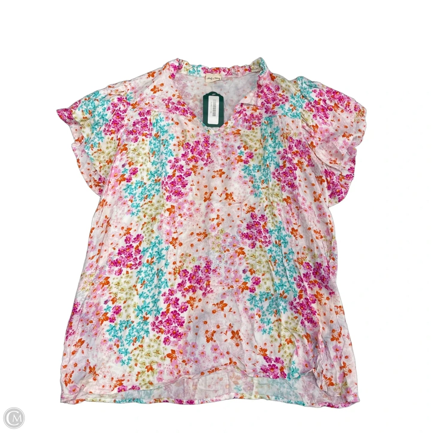 Top Short Sleeve By Lovely Melody In Floral Print, Size: 1x