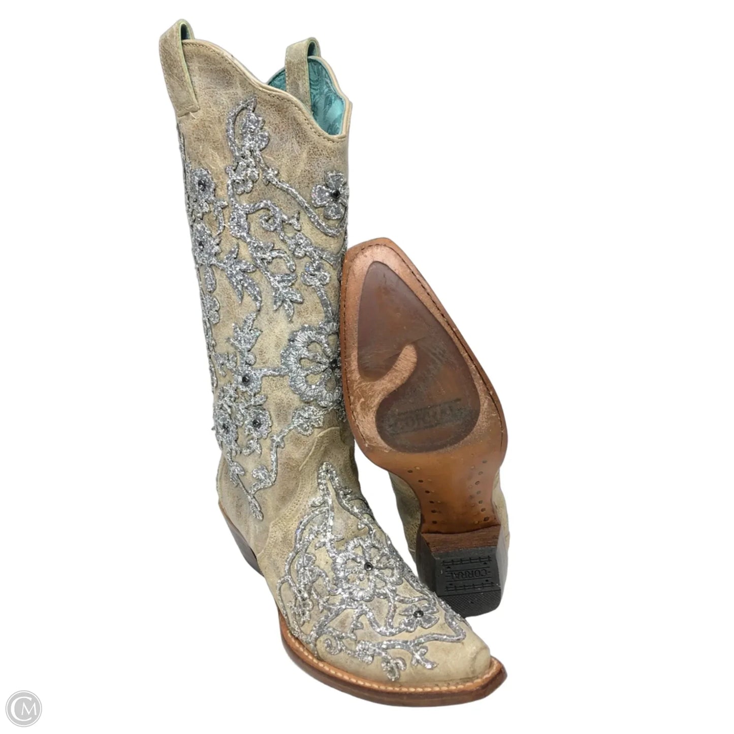 Boots Western By Corral In Silver & Tan, Size: 7