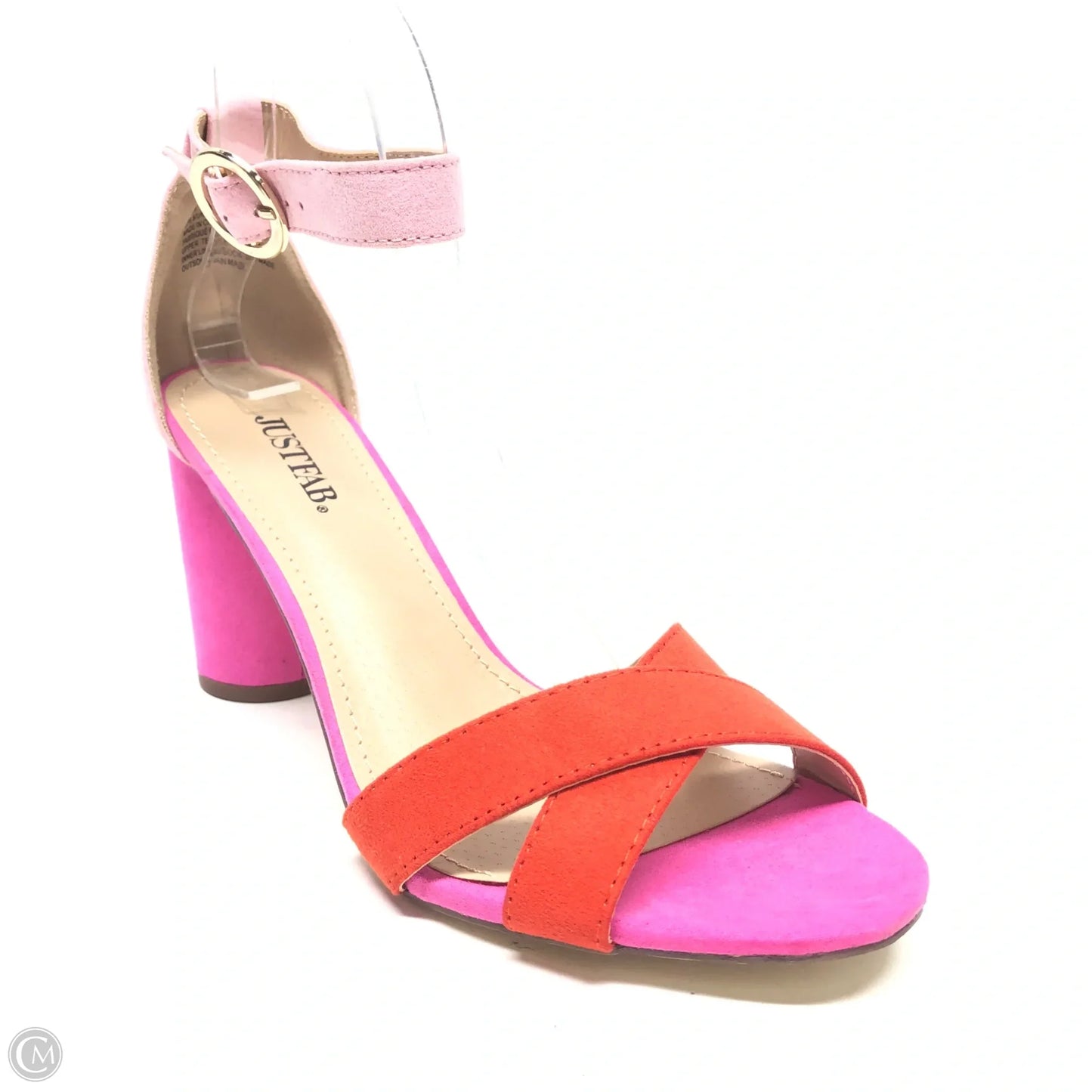 Sandals Heels Block By Just Fab In Orange & Pink, Size: 8.5