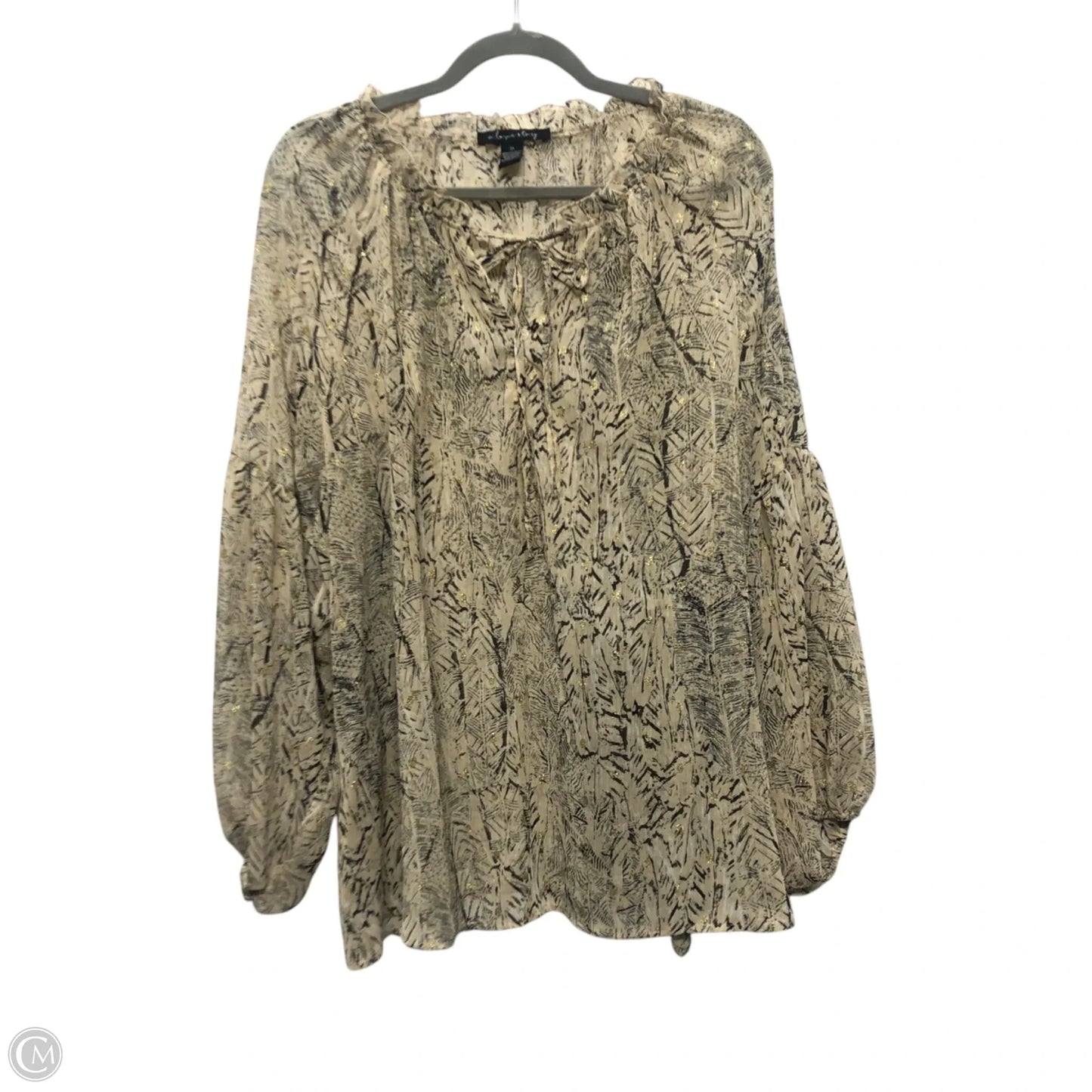 Blouse Long Sleeve By Clothes Mentor In Tan, Size: 3x