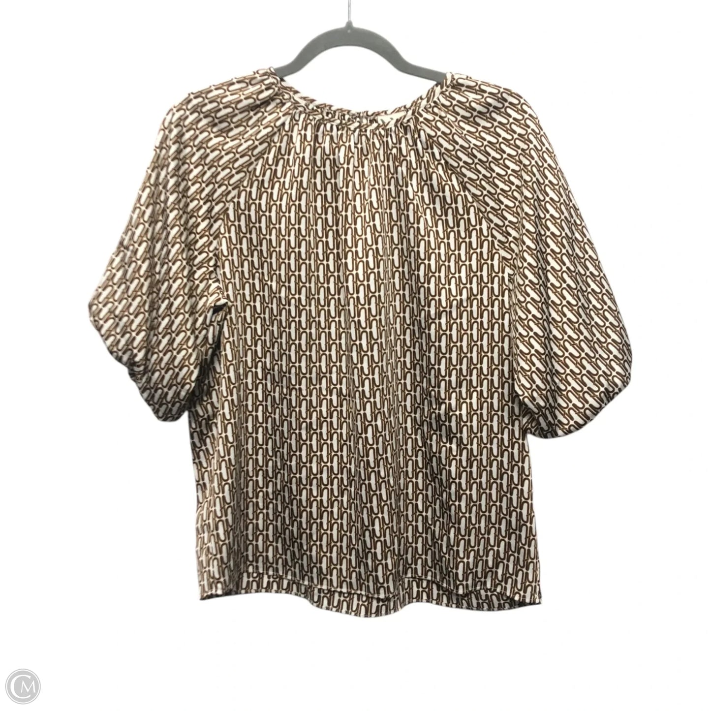 Blouse Short Sleeve By Worthington In Brown & Cream, Size: S