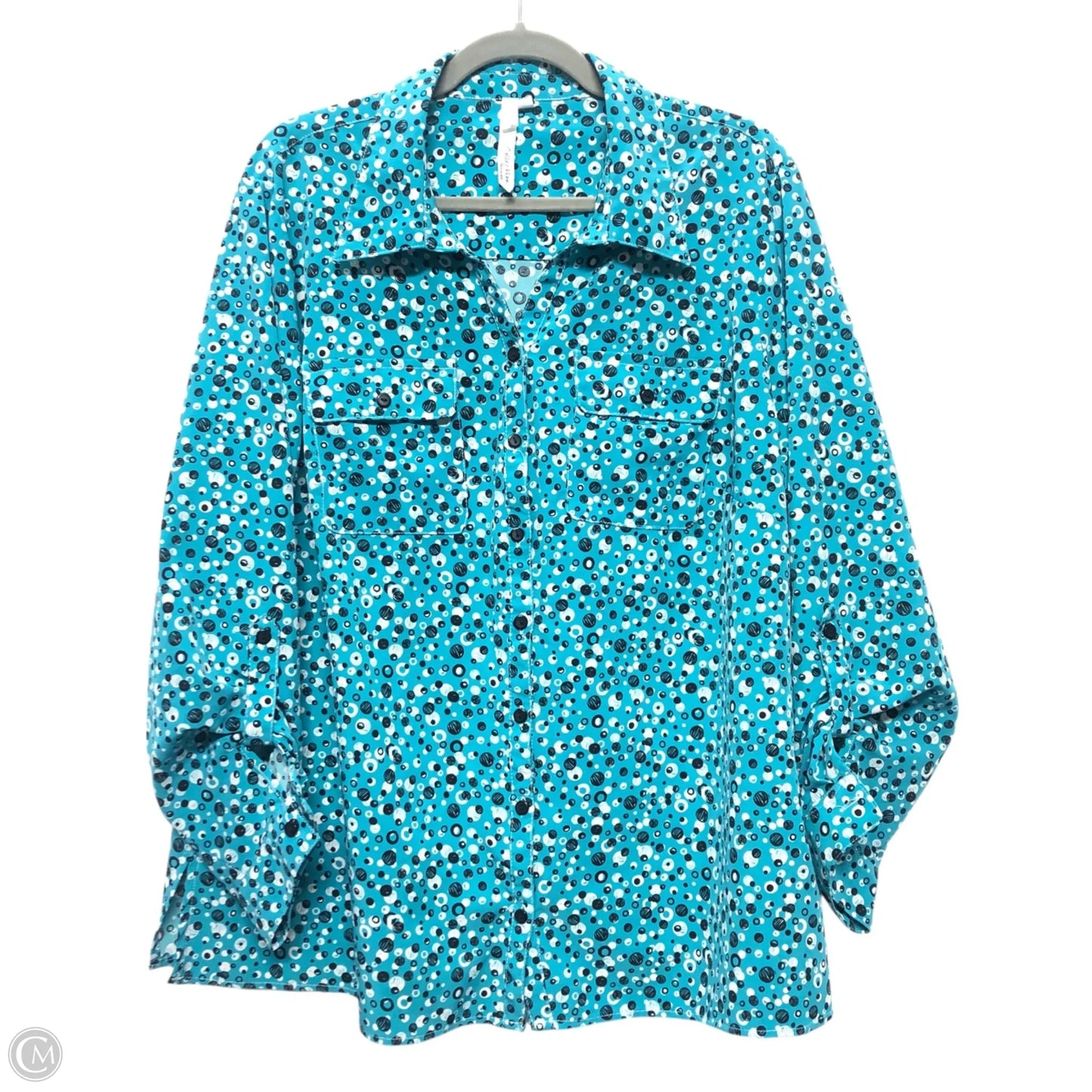 Top Long Sleeve By Ny Collection In Teal, Size: 2x