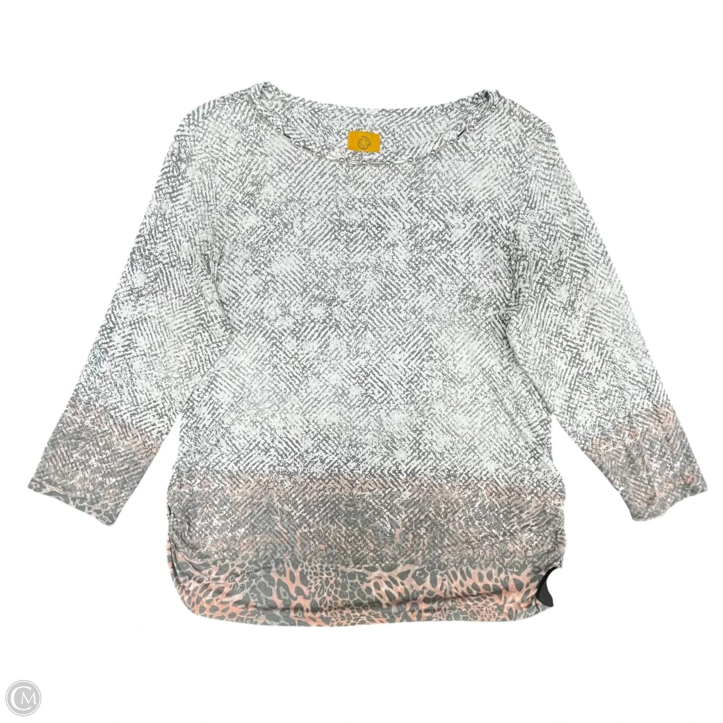 Top Long Sleeve By Ruby Rd In Grey & White, Size: L