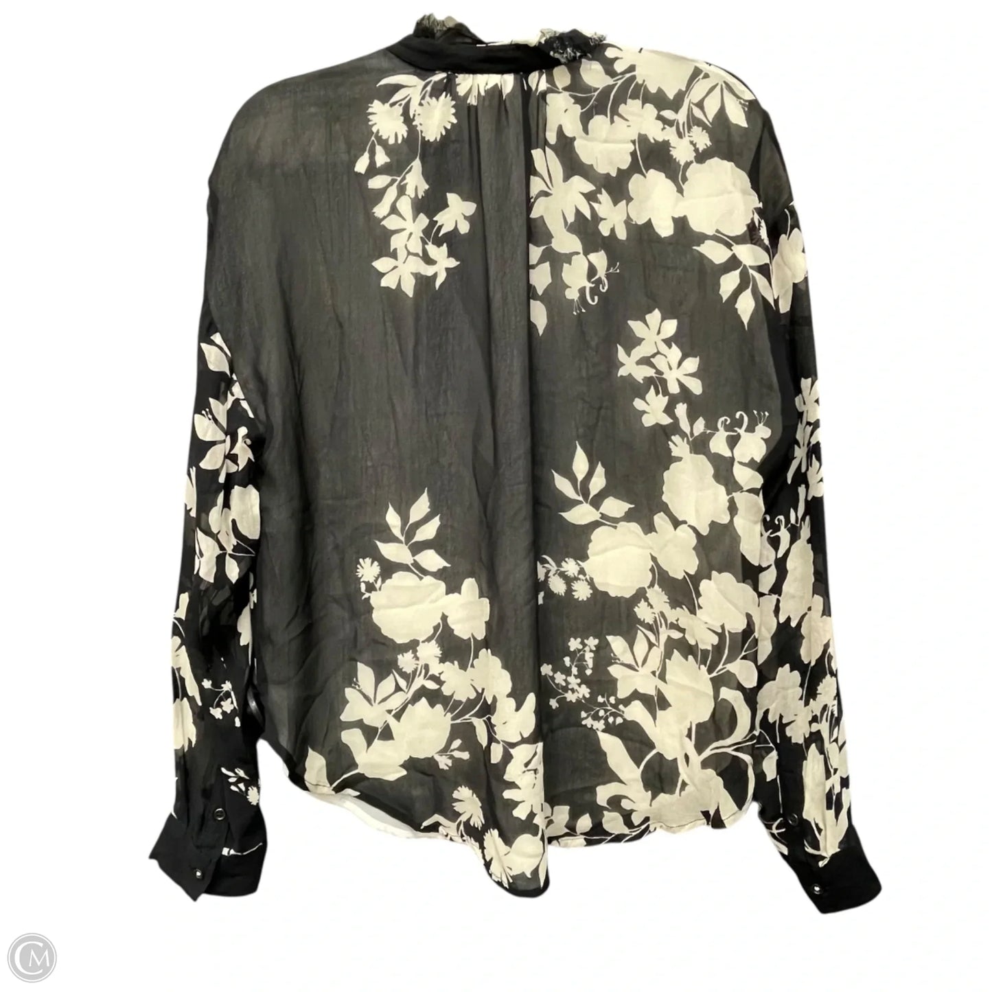 Blouse Long Sleeve By Pilcro In Black & Cream, Size: M