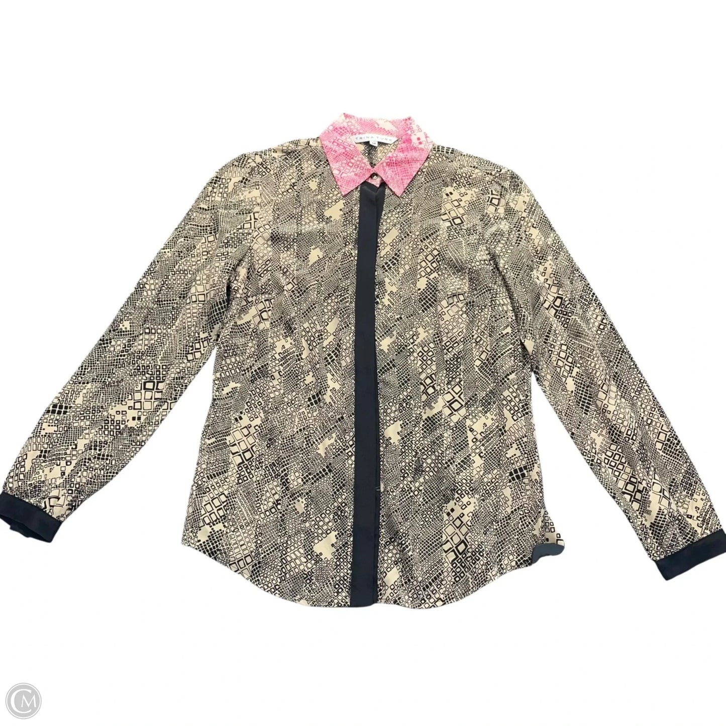 Blouse Long Sleeve By Trina Turk In Black & Tan, Size: M