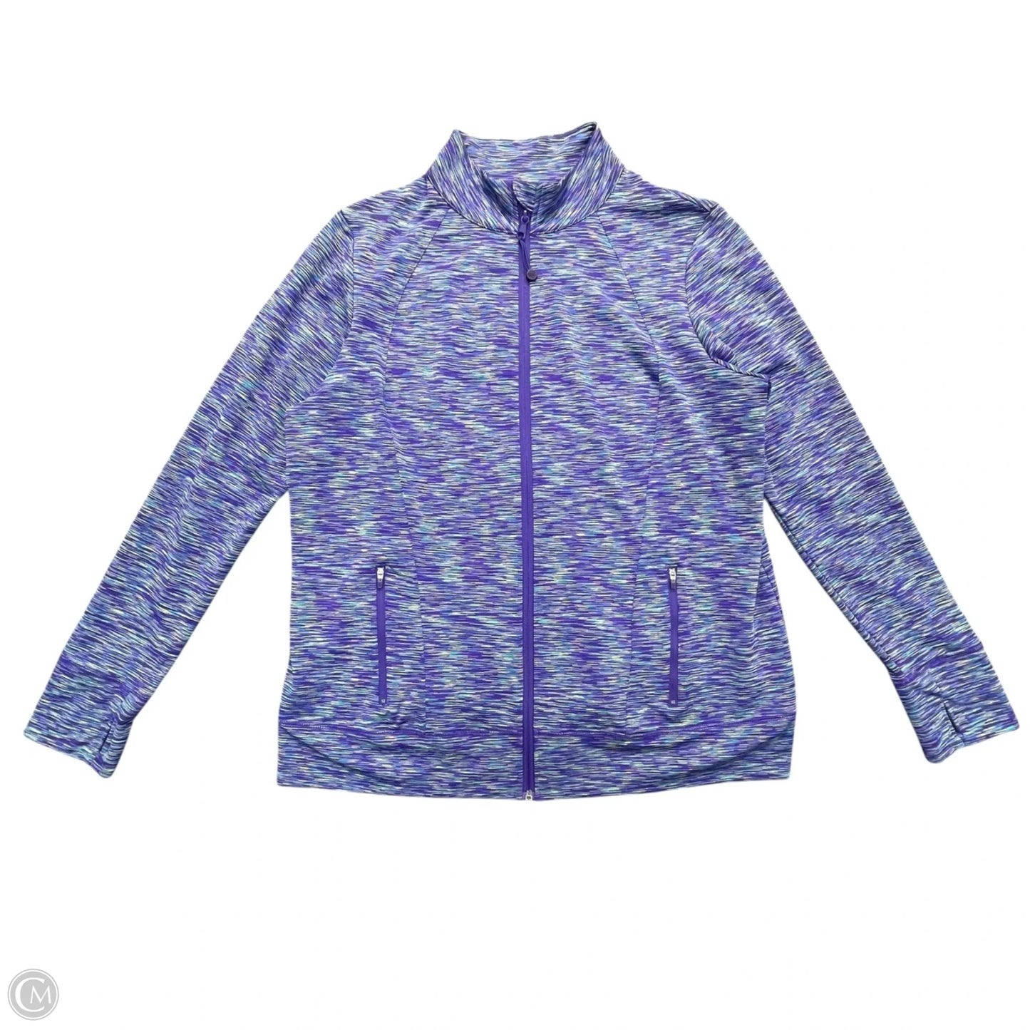 Athletic Jacket By Livi Active In Green & Purple, Size: 1x