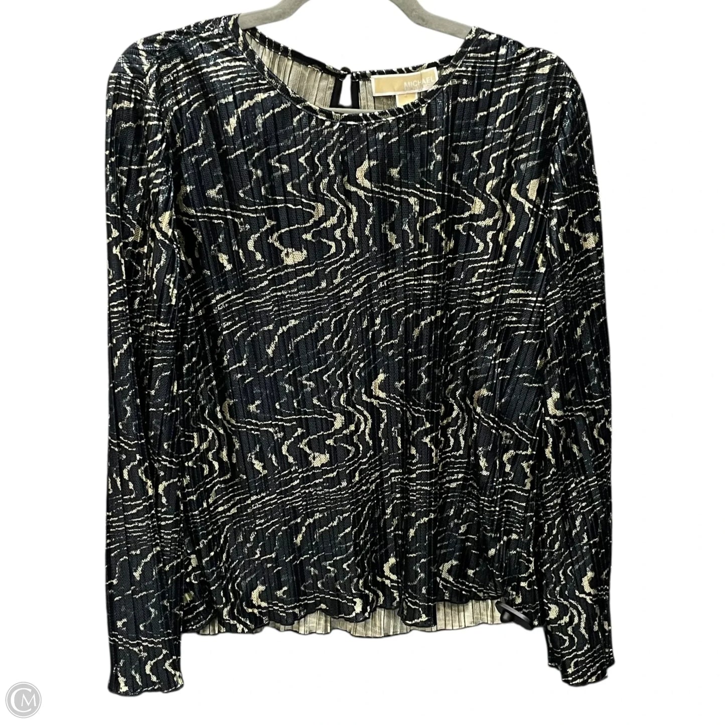 Blouse Long Sleeve By Michael By Michael Kors In Blue & Gold, Size: S