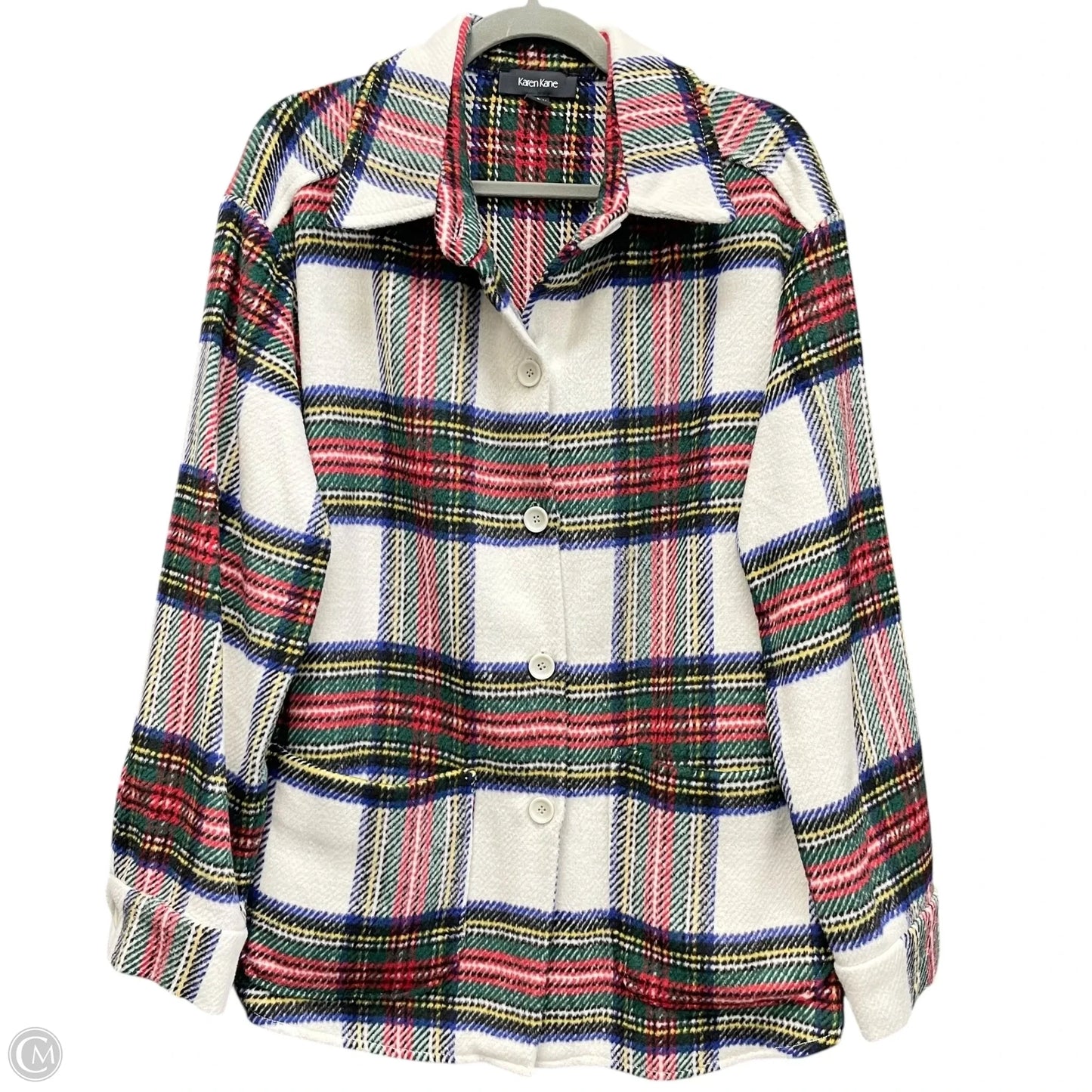 Jacket Shirt By Karen Kane In Plaid Pattern, Size: L