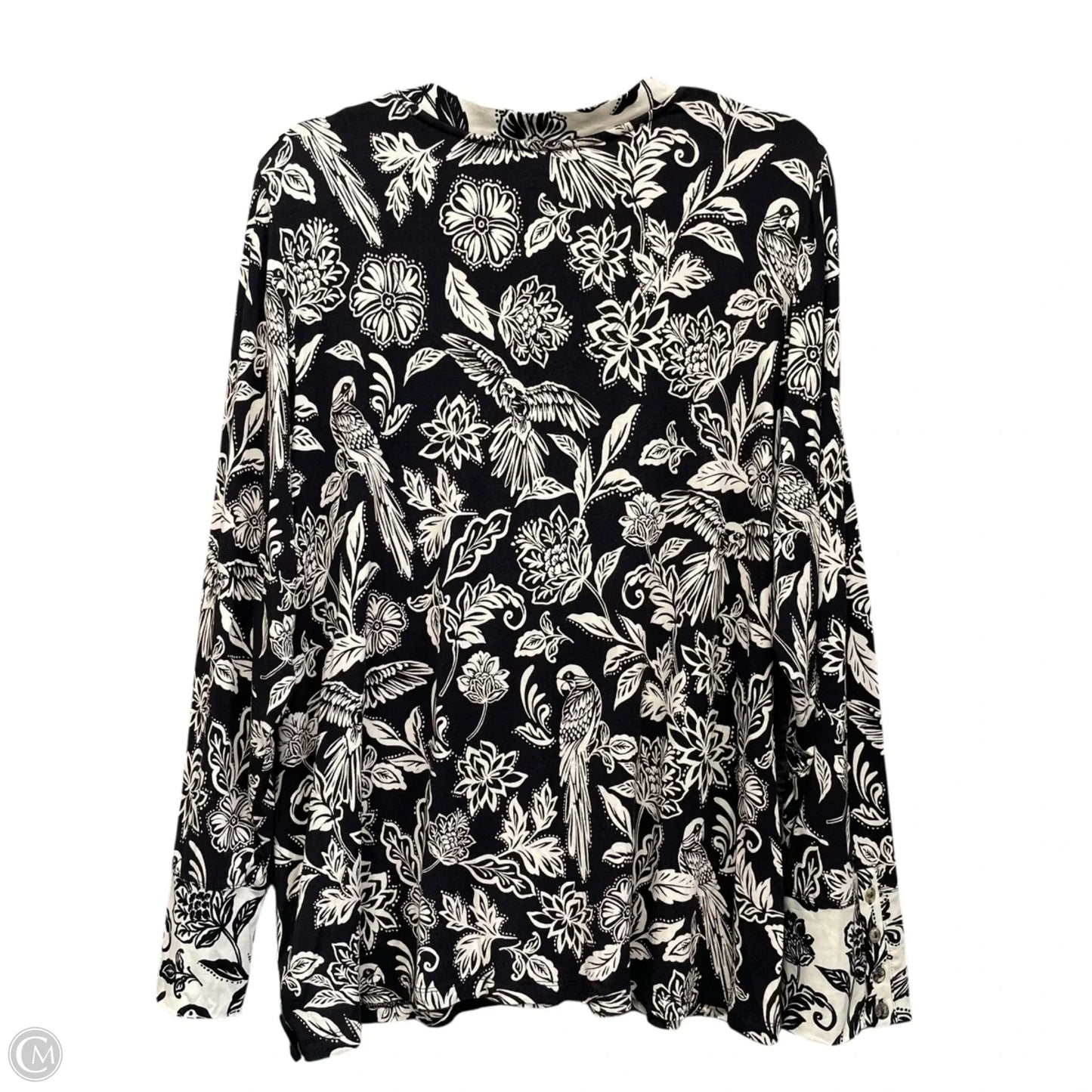 Top Long Sleeve By Johnny Was In Black & Cream, Size: Xl
