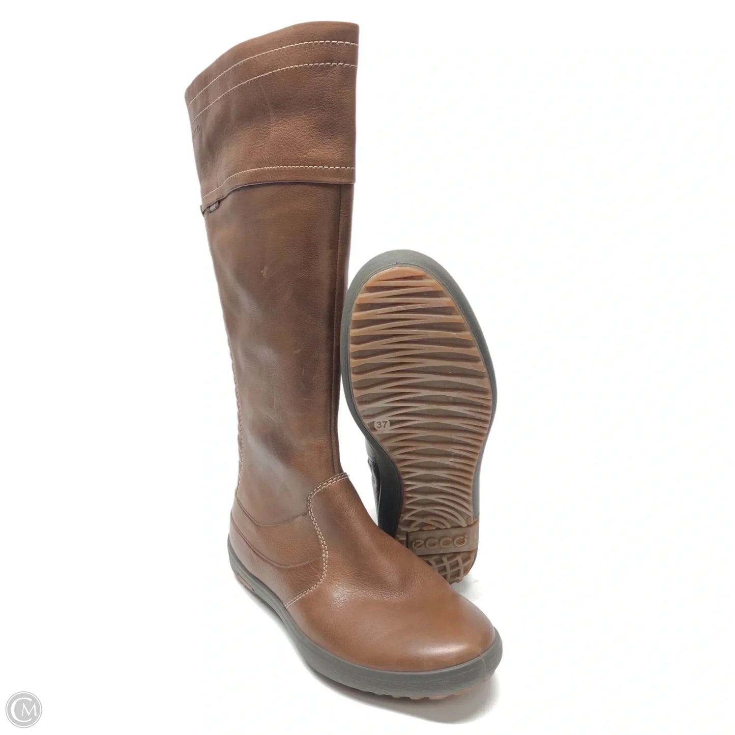 Boots Knee Flats By Ecco In Brown, Size: 6.5