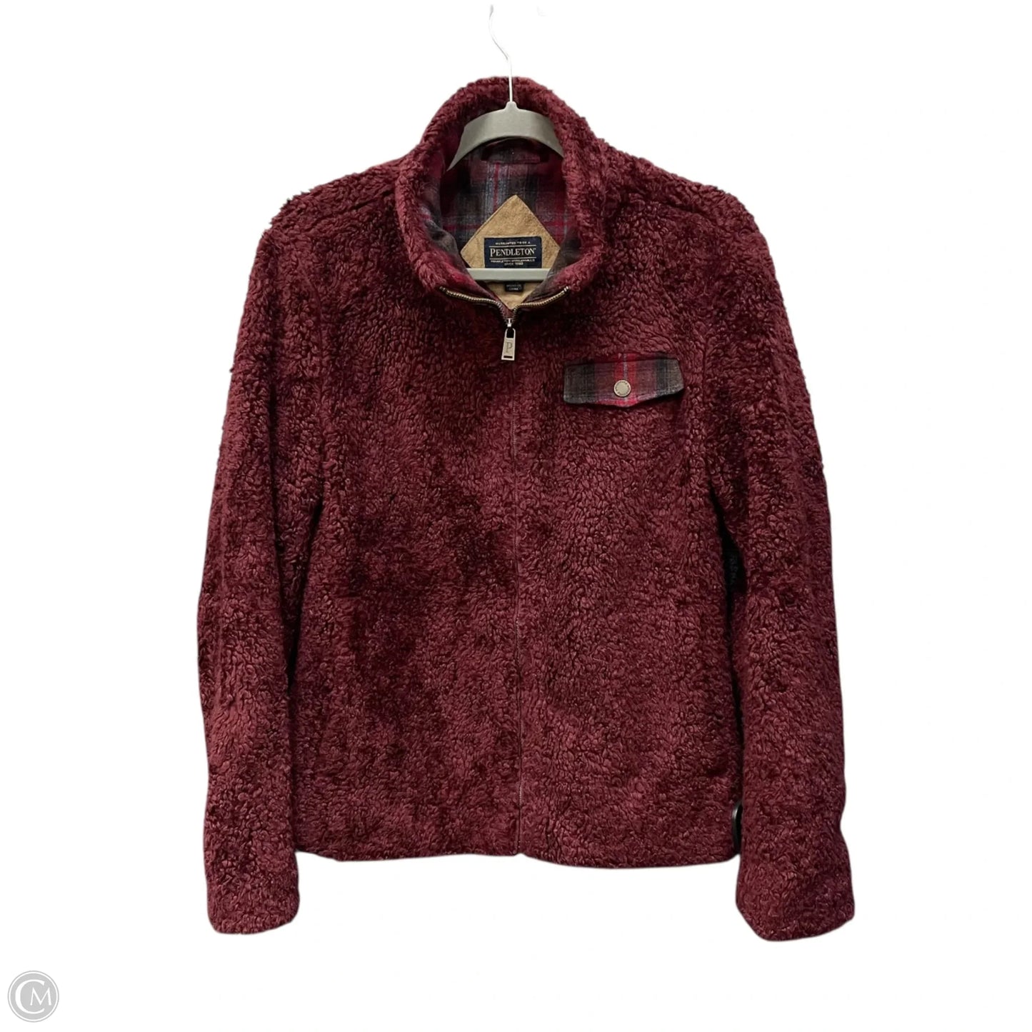 Jacket Fleece By Pendleton In Maroon, Size: S