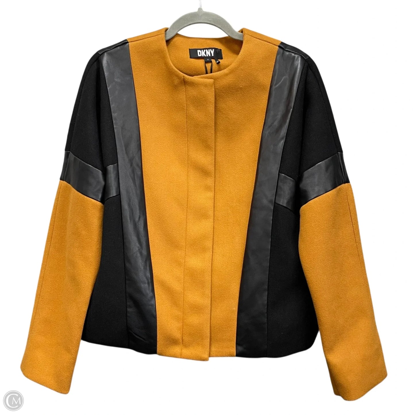 Jacket Moto By Dkny In Black & Brown, Size: S