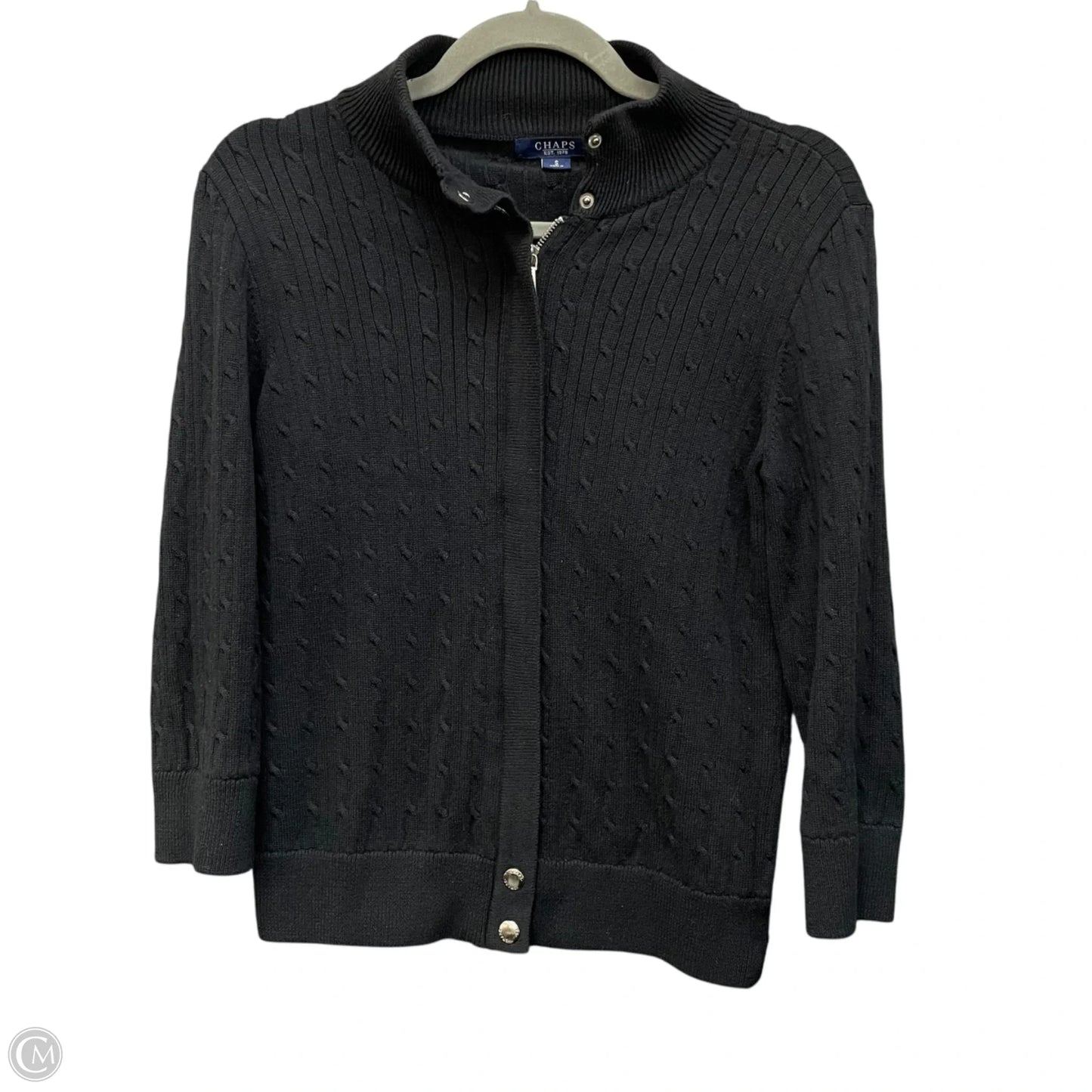 Sweater Cardigan By Chaps In Black, Size: S