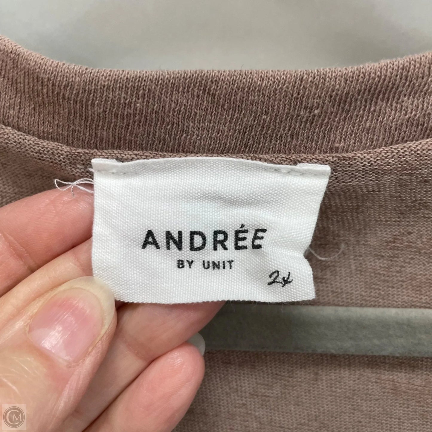 Top Short Sleeve By Andree By Unit In Taupe, Size: 2x