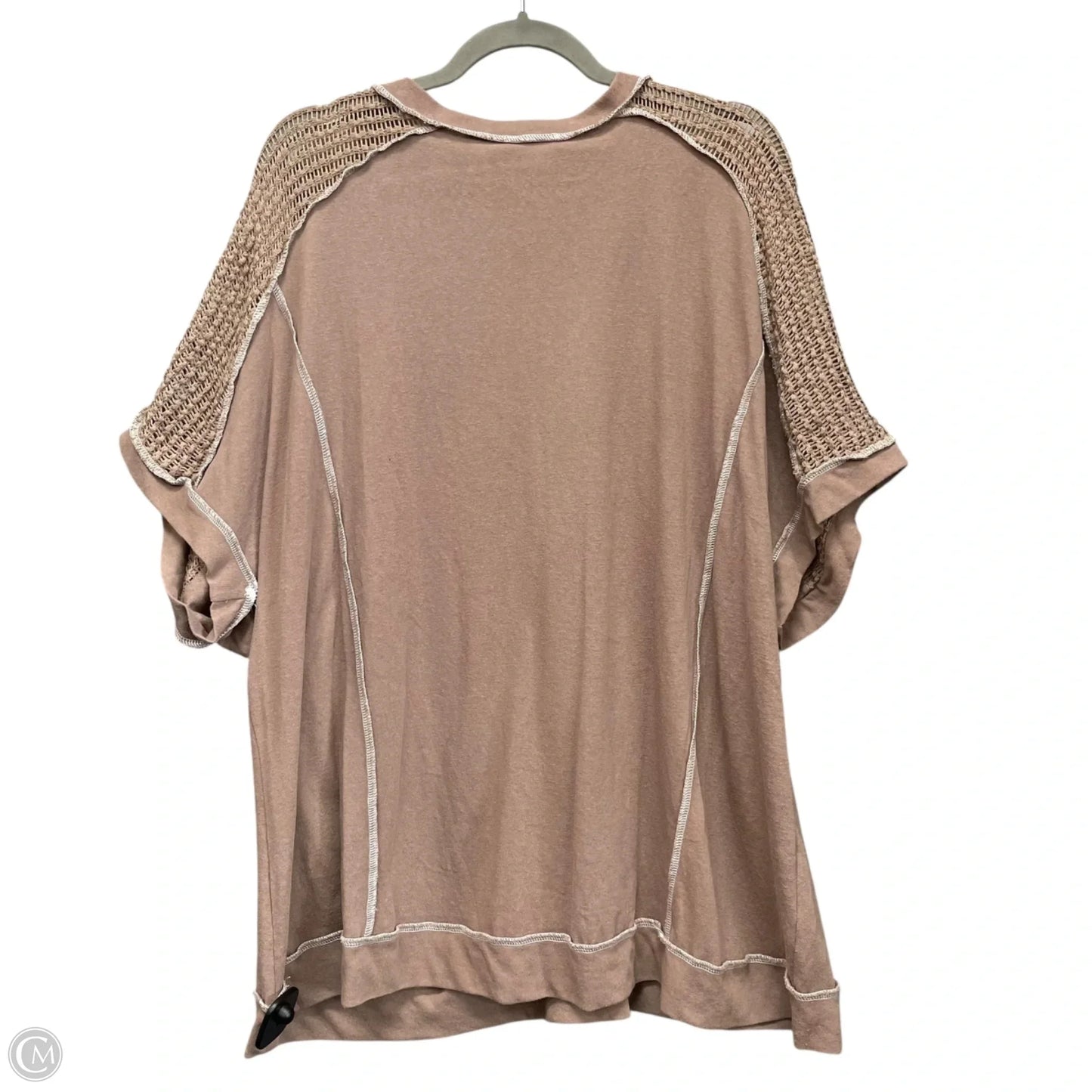 Top Short Sleeve By Andree By Unit In Taupe, Size: 2x