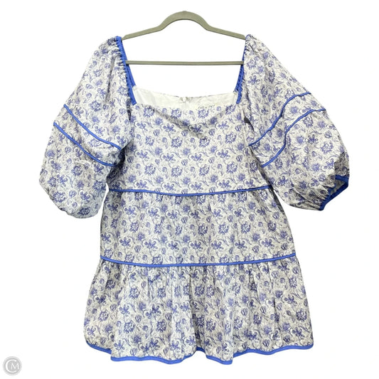 Tunic Short Sleeve By She + Sky In Blue & White, Size: 2x